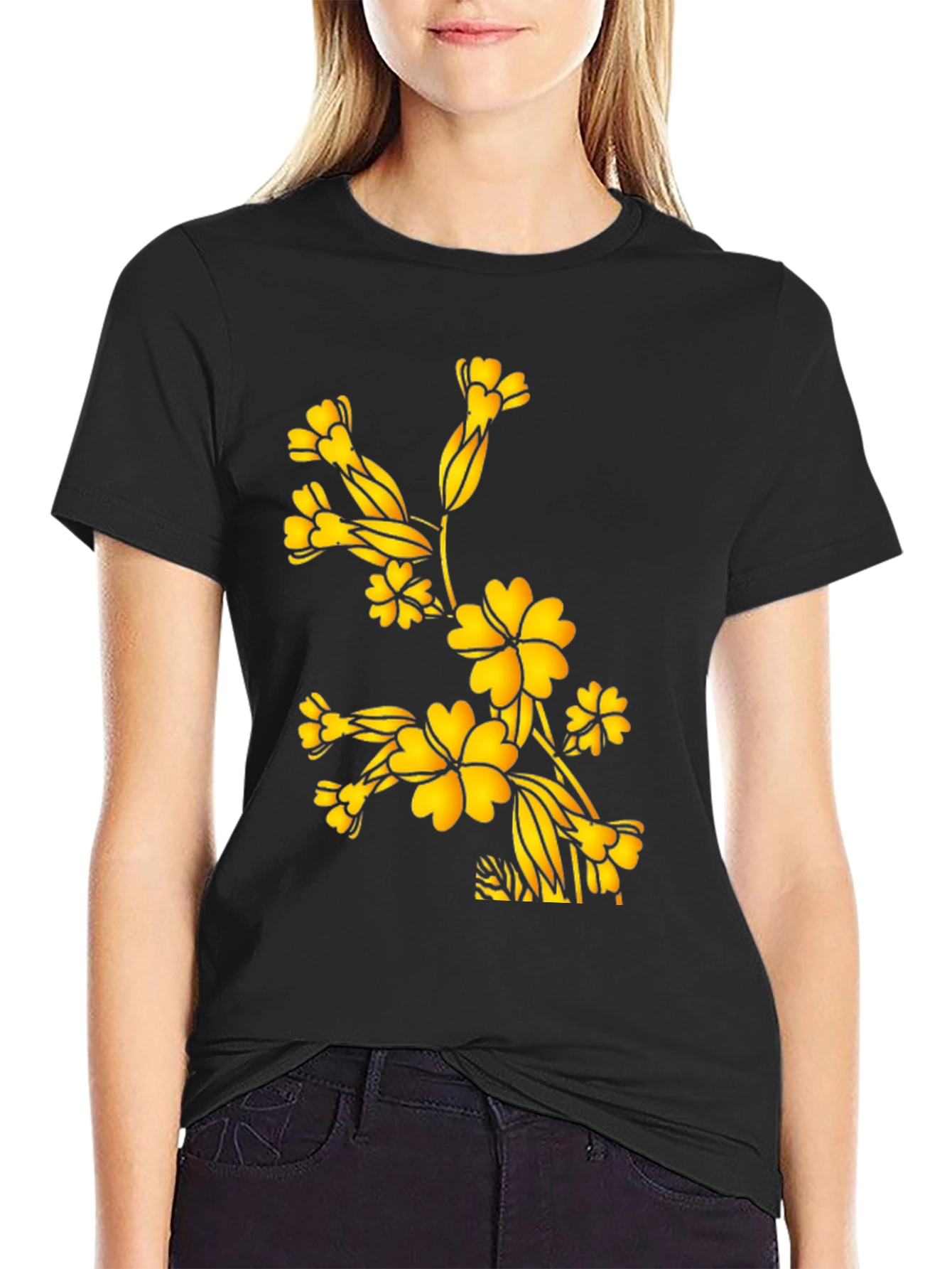 Floral Blossom Black T-Shirt