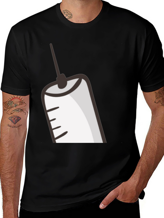 Cartoon Syringe Graphic T-Shirt - Black