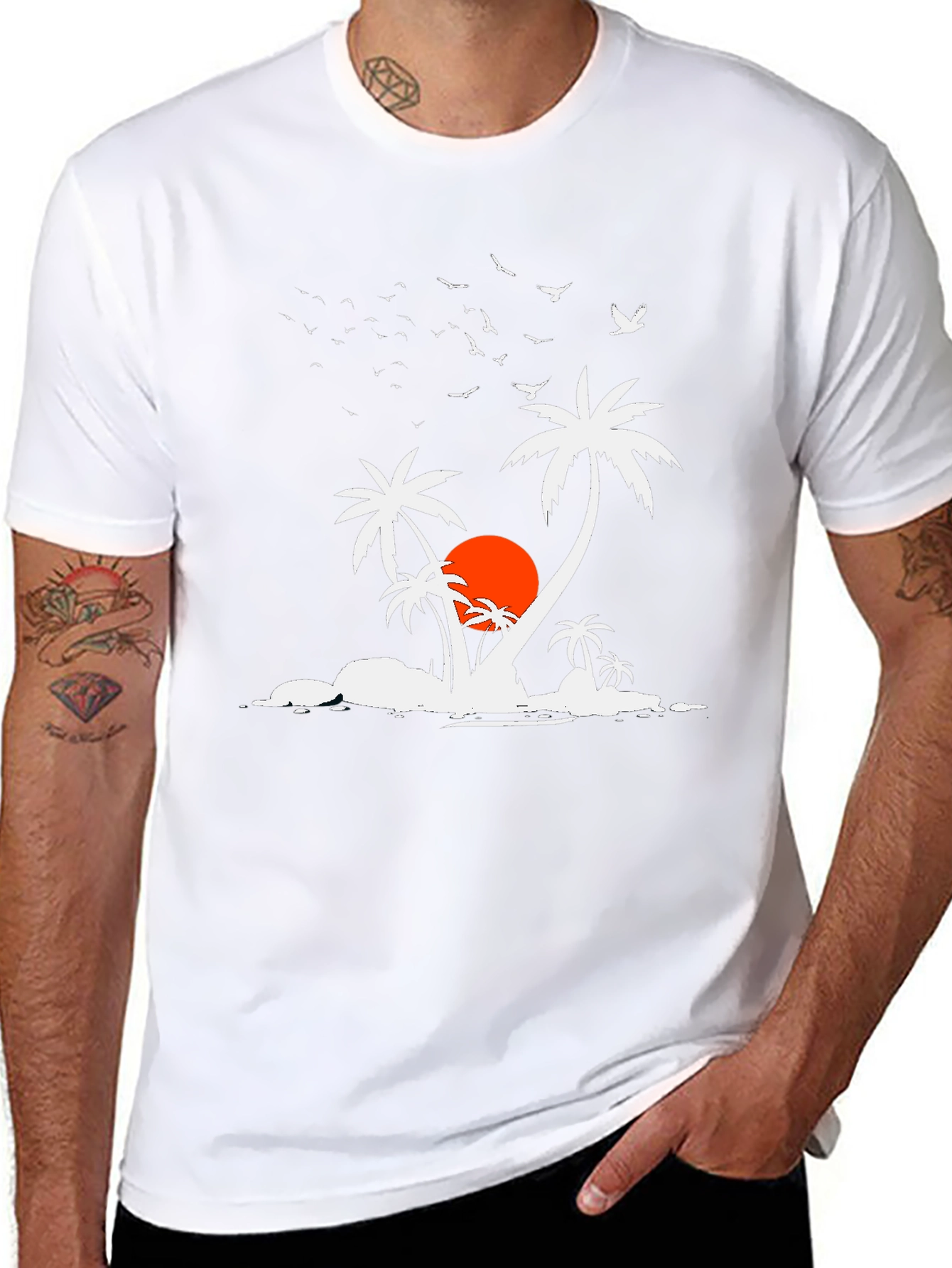 Tropical Island Black T-Shirt