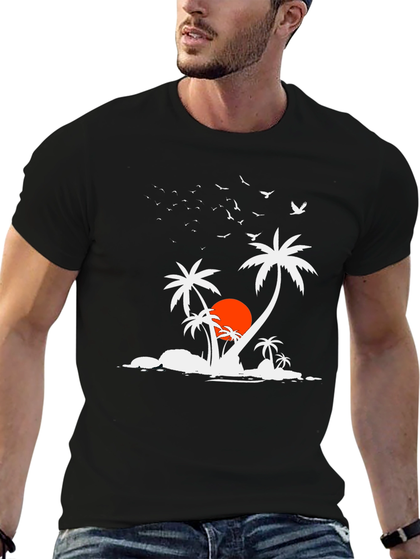 Tropical Island Black T-Shirt
