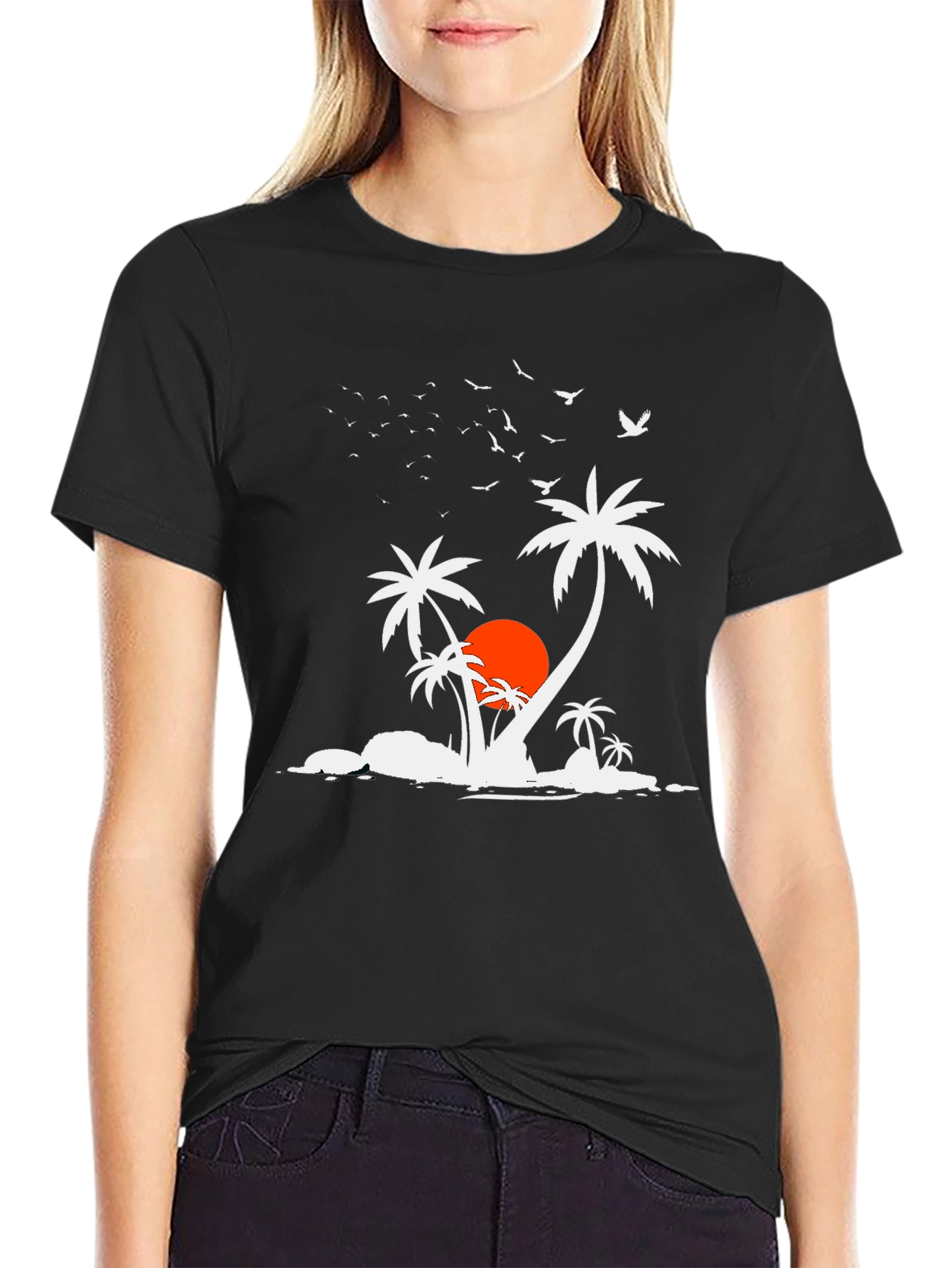 Tropical Island Black T-Shirt