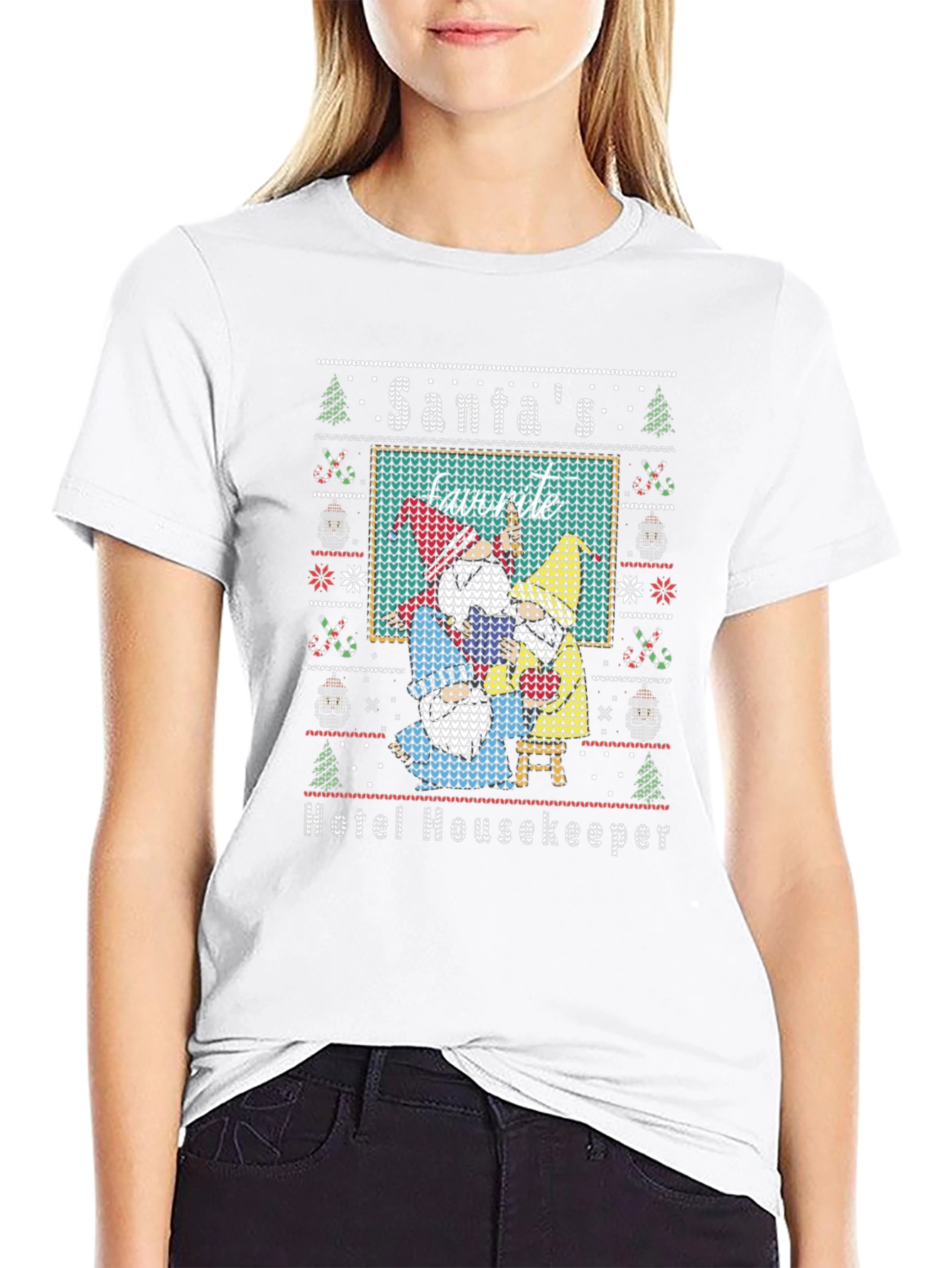 Santas Favorite Hotel Housekeeper Ugly Christmas Sweater Tee