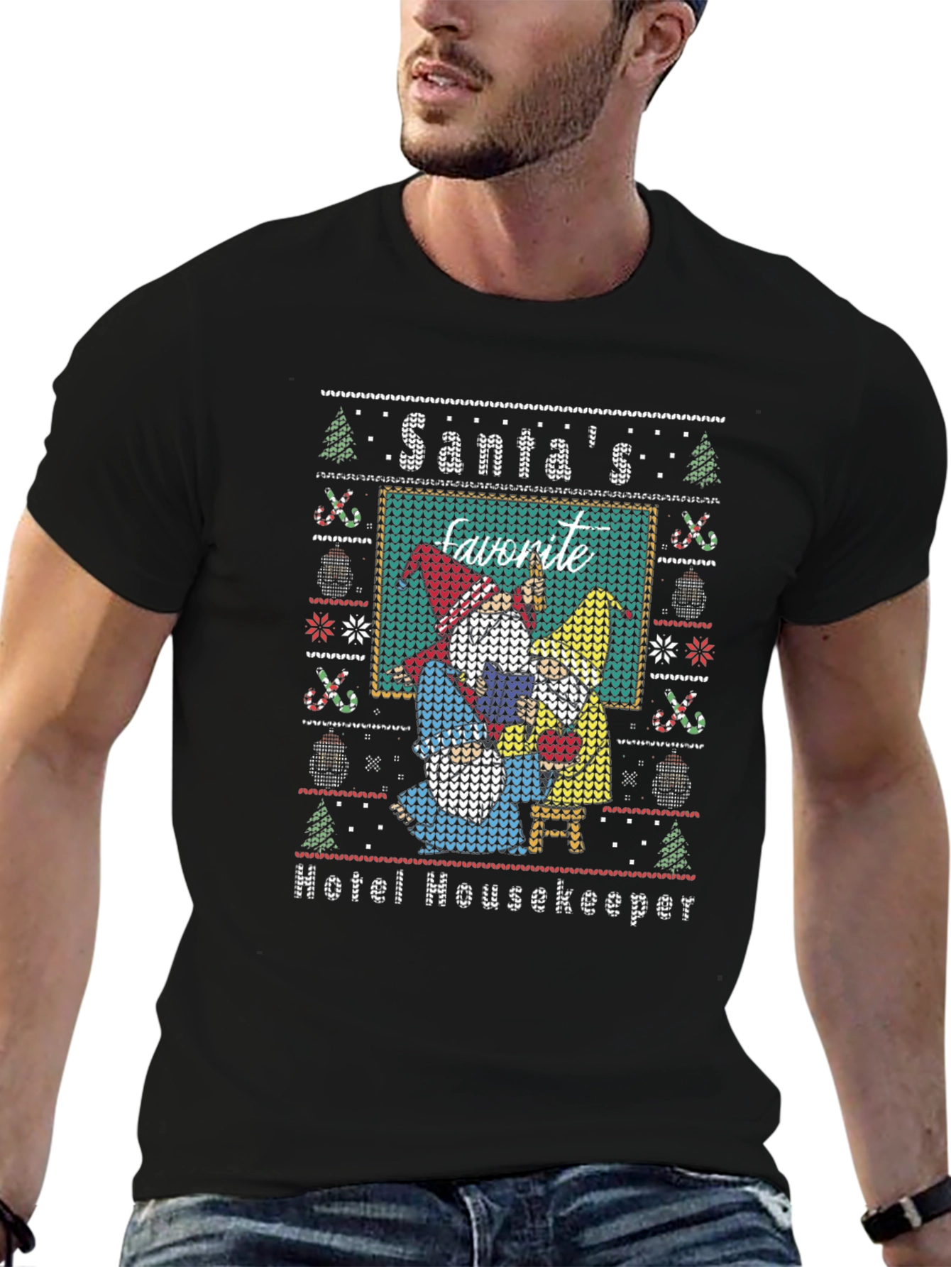 Santas Favorite Hotel Housekeeper Ugly Christmas Sweater Tee
