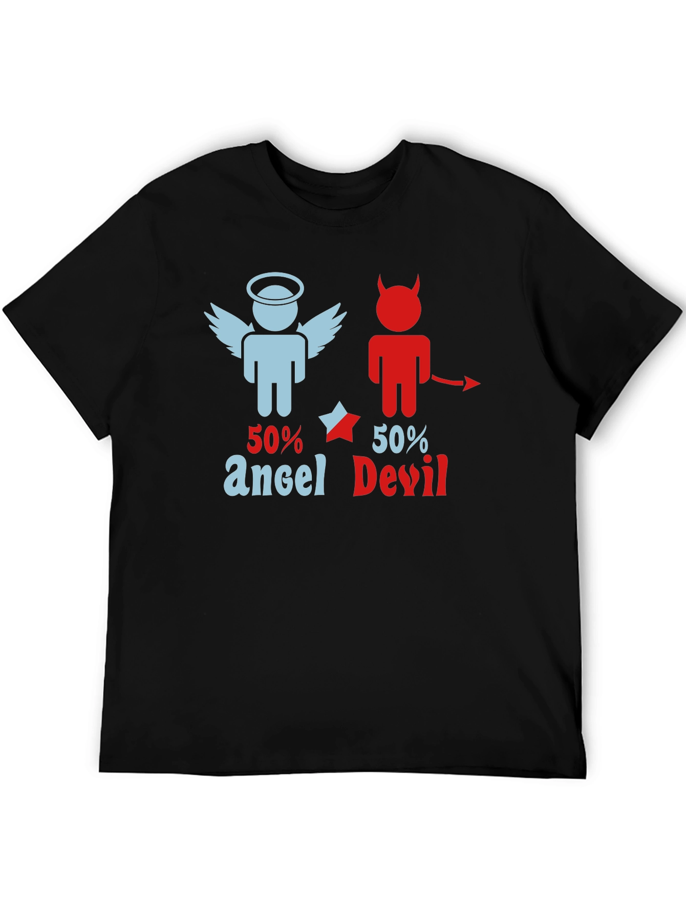 50% Angel 50% Devil Graphic Print T-Shirt
