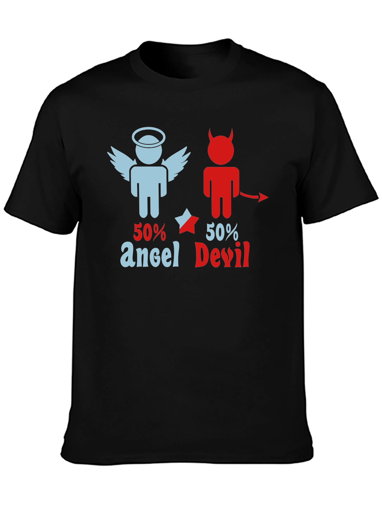 50% Angel 50% Devil Graphic Print T-Shirt