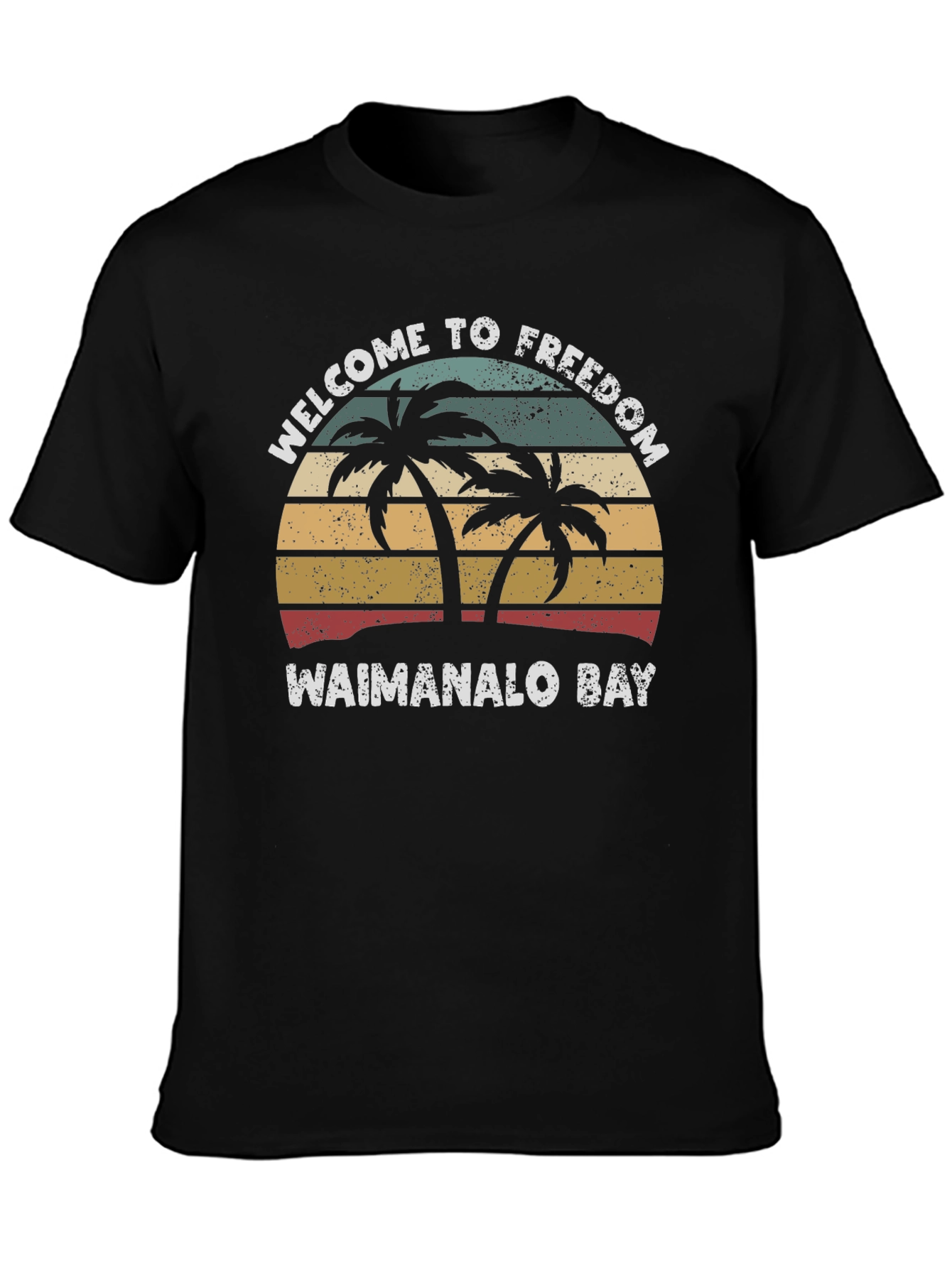 Waimanalo Bay Retro Palm Tree T-Shirt