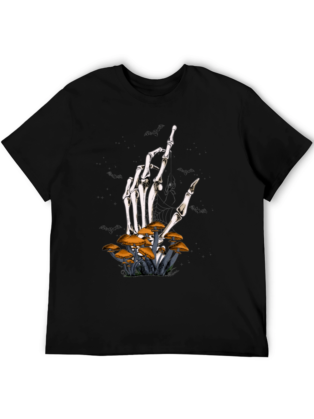 Skeleton Hand & Mushroom Graphic T-Shirt