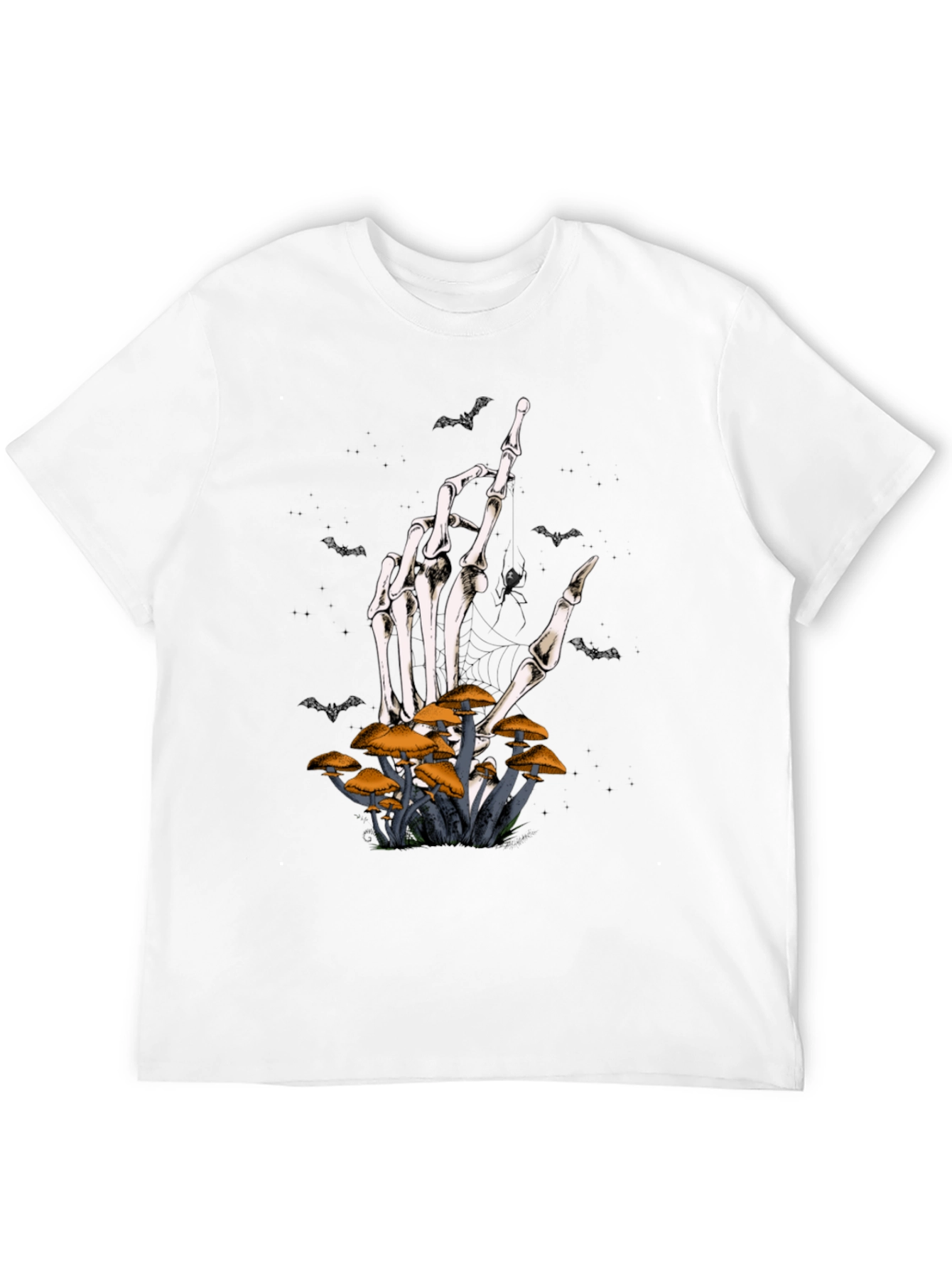 Skeleton Hand & Mushroom Graphic T-Shirt