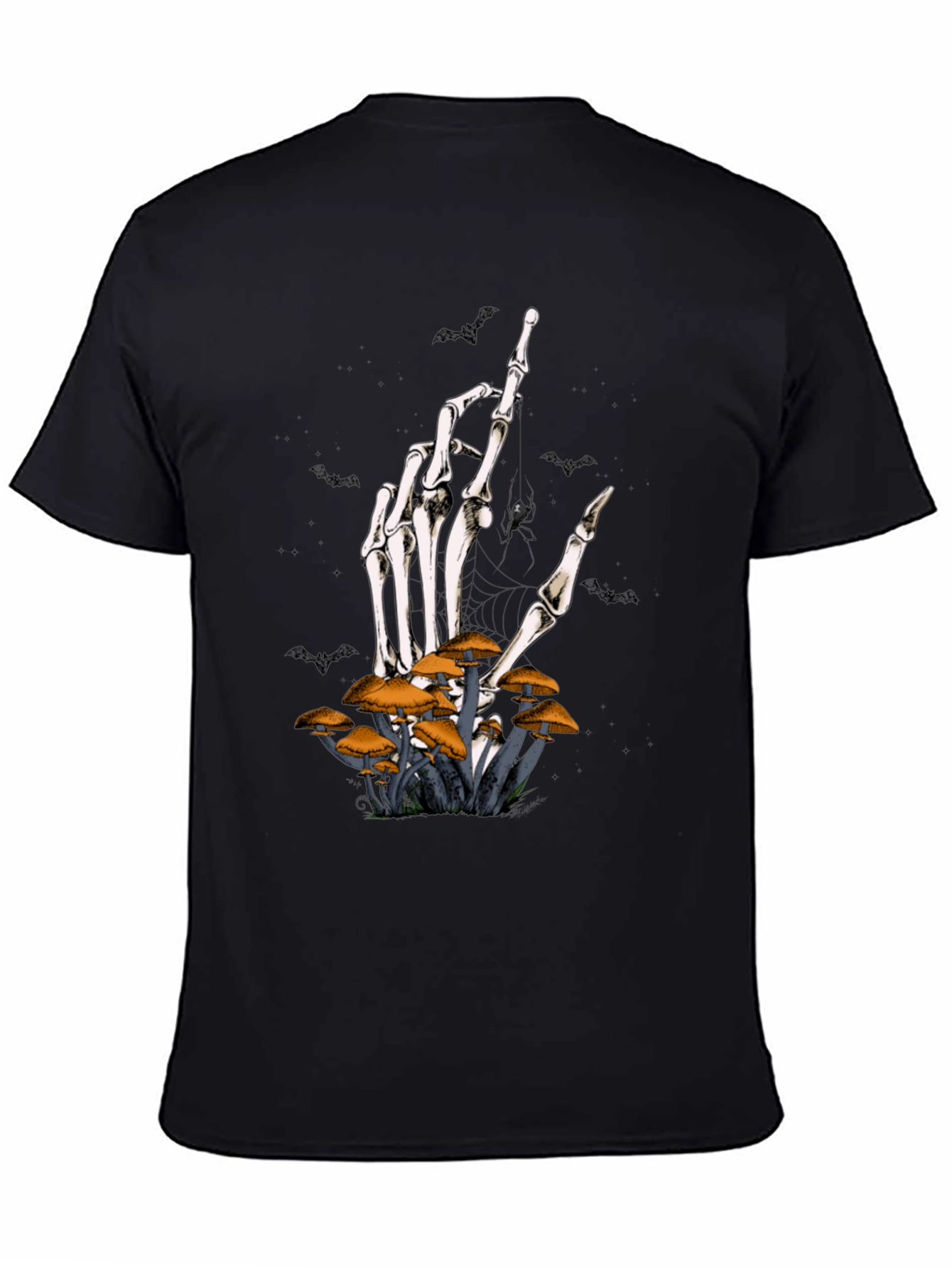 Skeleton Hand & Mushroom Graphic T-Shirt