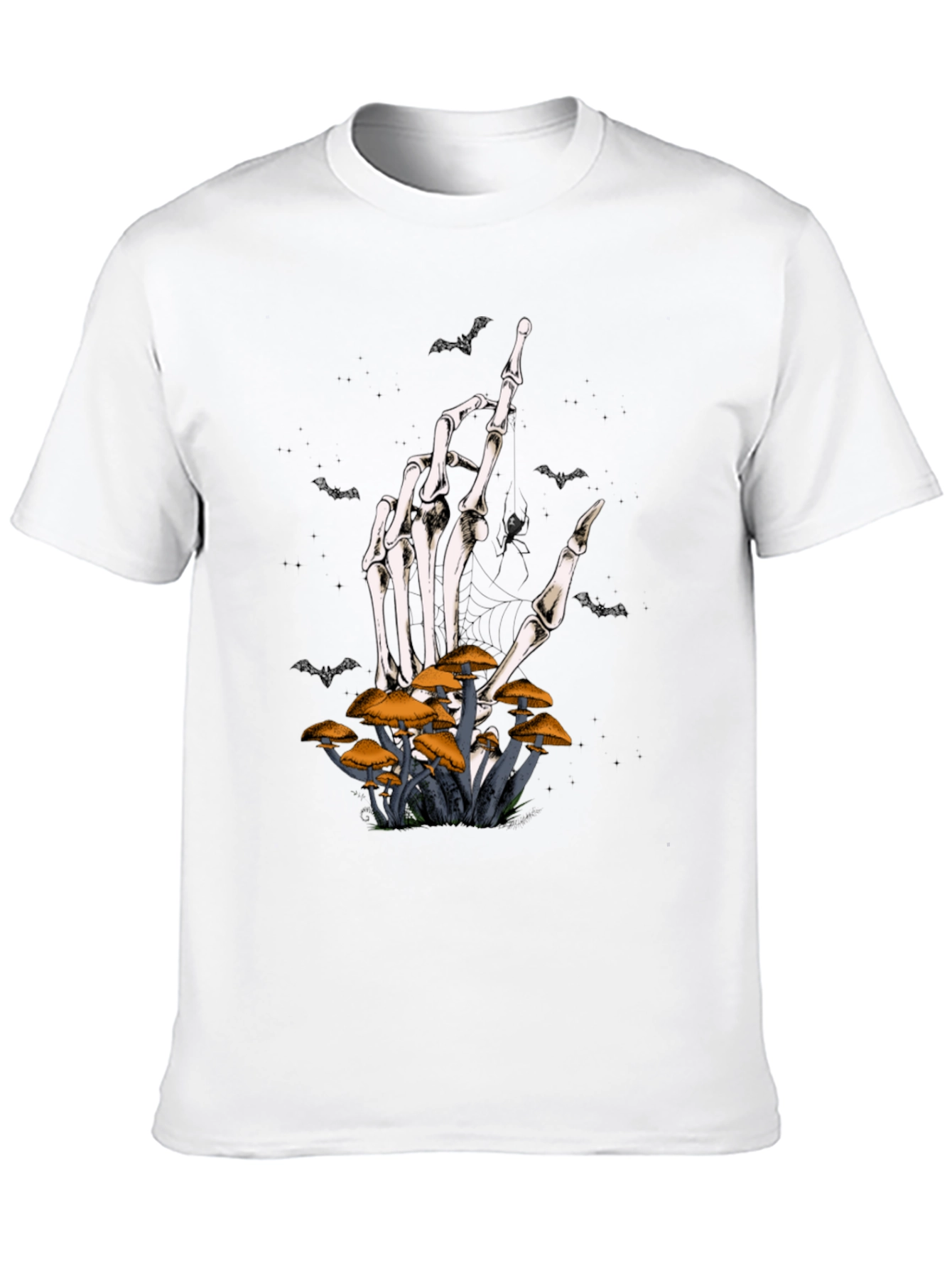 Skeleton Hand & Mushroom Graphic T-Shirt
