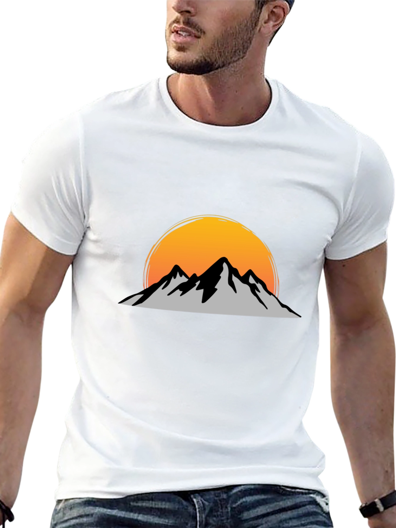 Mountain Sunset Graphic Tee - Black