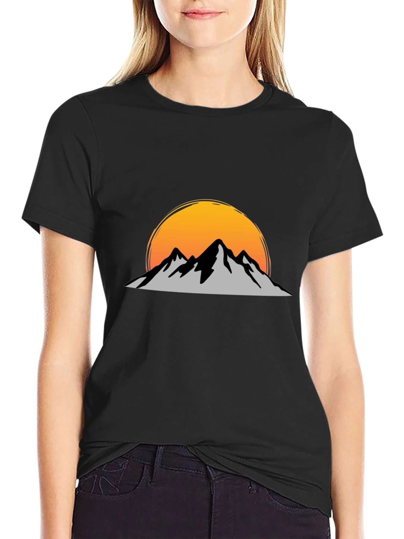 Mountain Sunset Graphic Tee - Black
