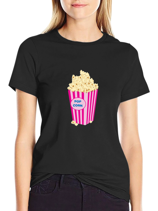 Popcorn Graphic Tee - Black Cotton T-Shirt