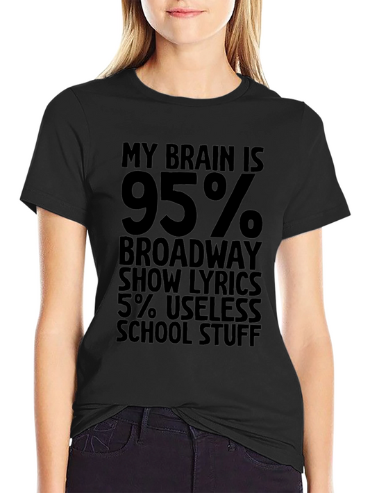 My Brain Is 95% Broadway Lyrics Funny Black T-Shirt