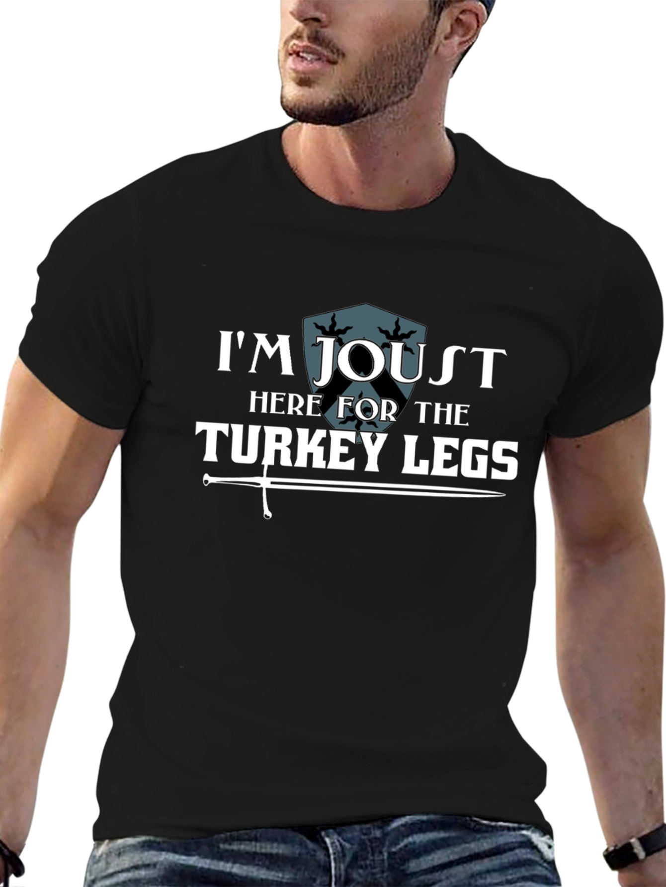 Jousting Turkey Legs Graphic Tee - Black Cotton T-Shirt