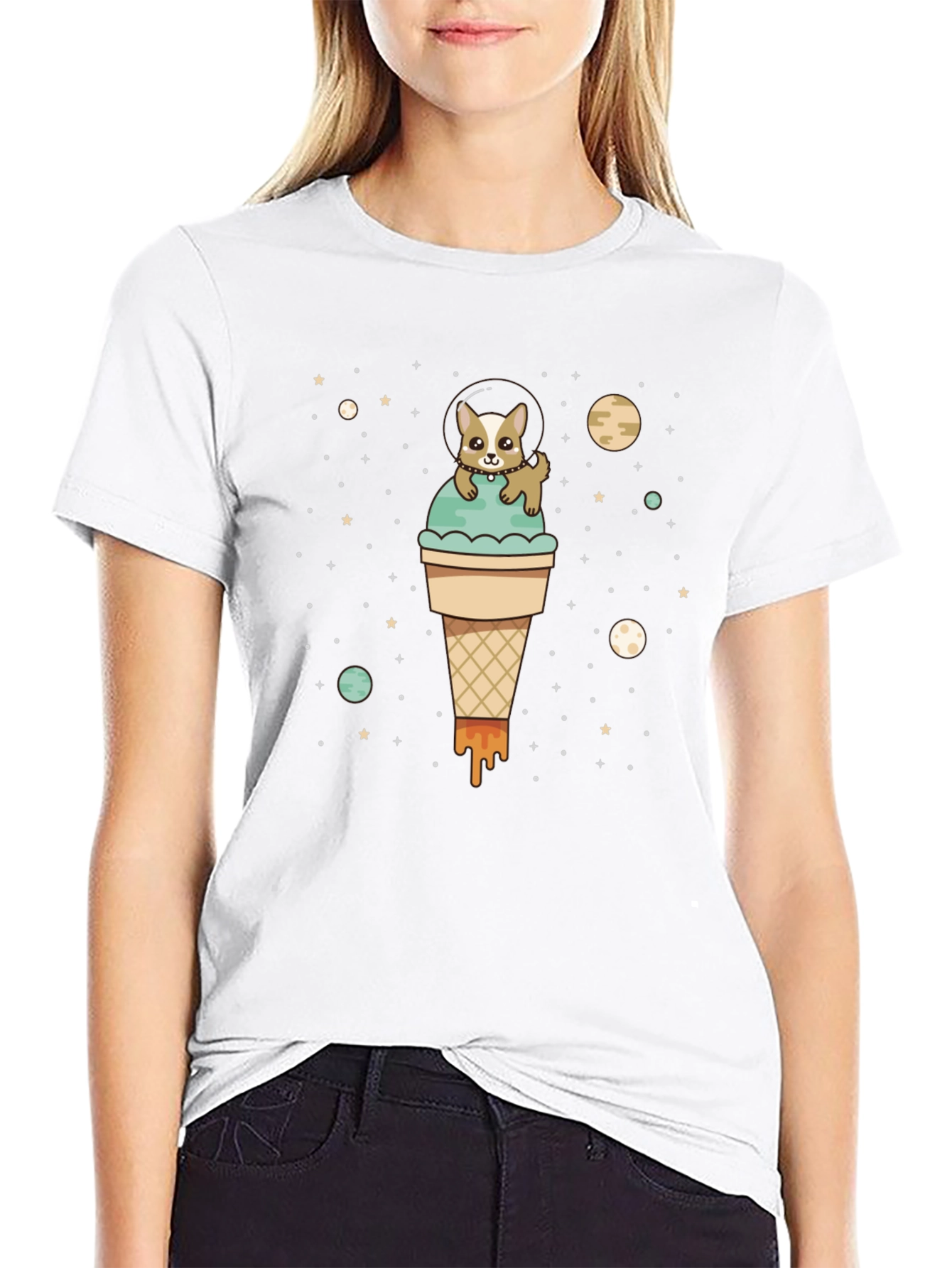 Dog in Space Ice Cream T-Shirt