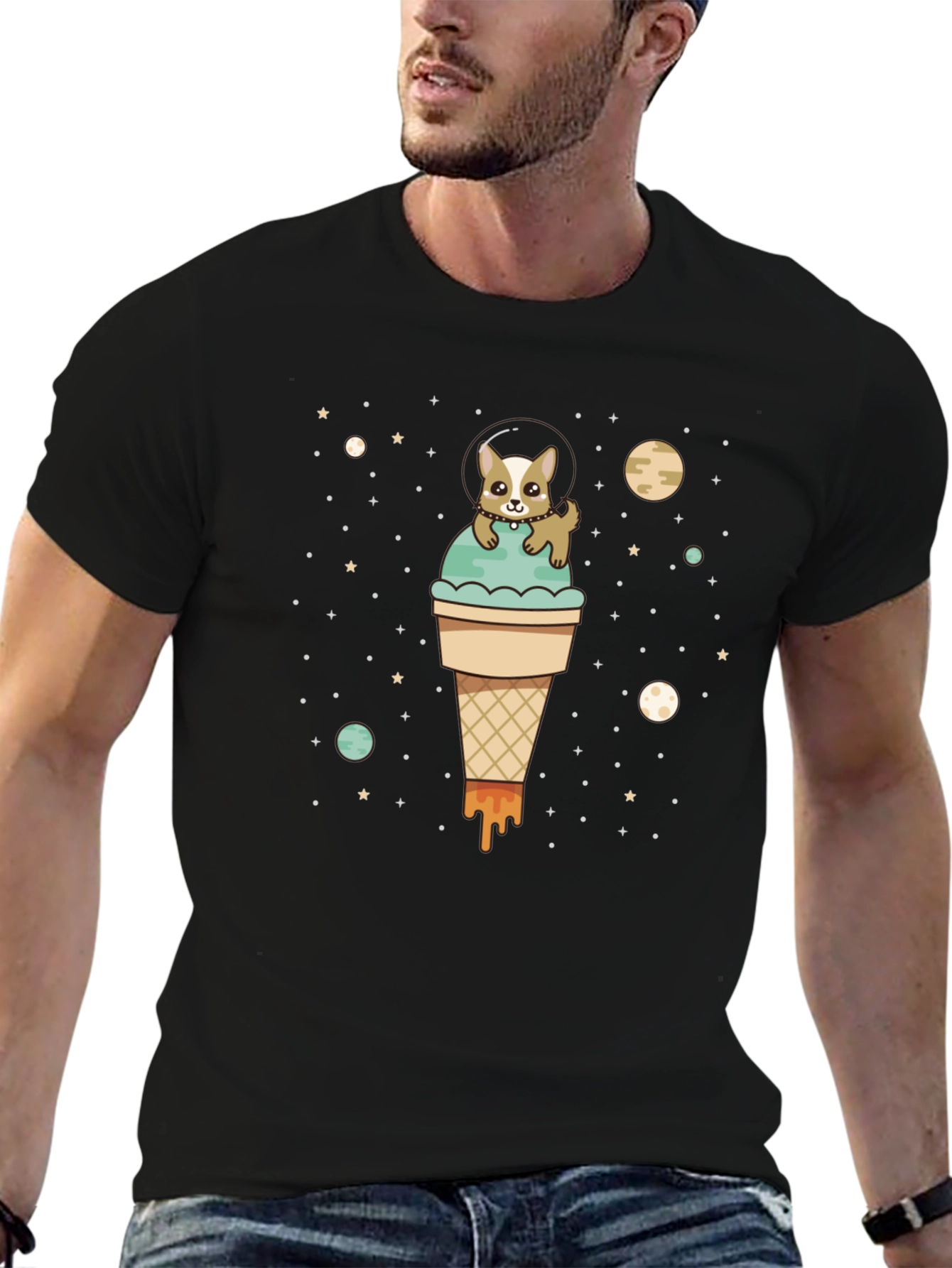 Dog in Space Ice Cream T-Shirt