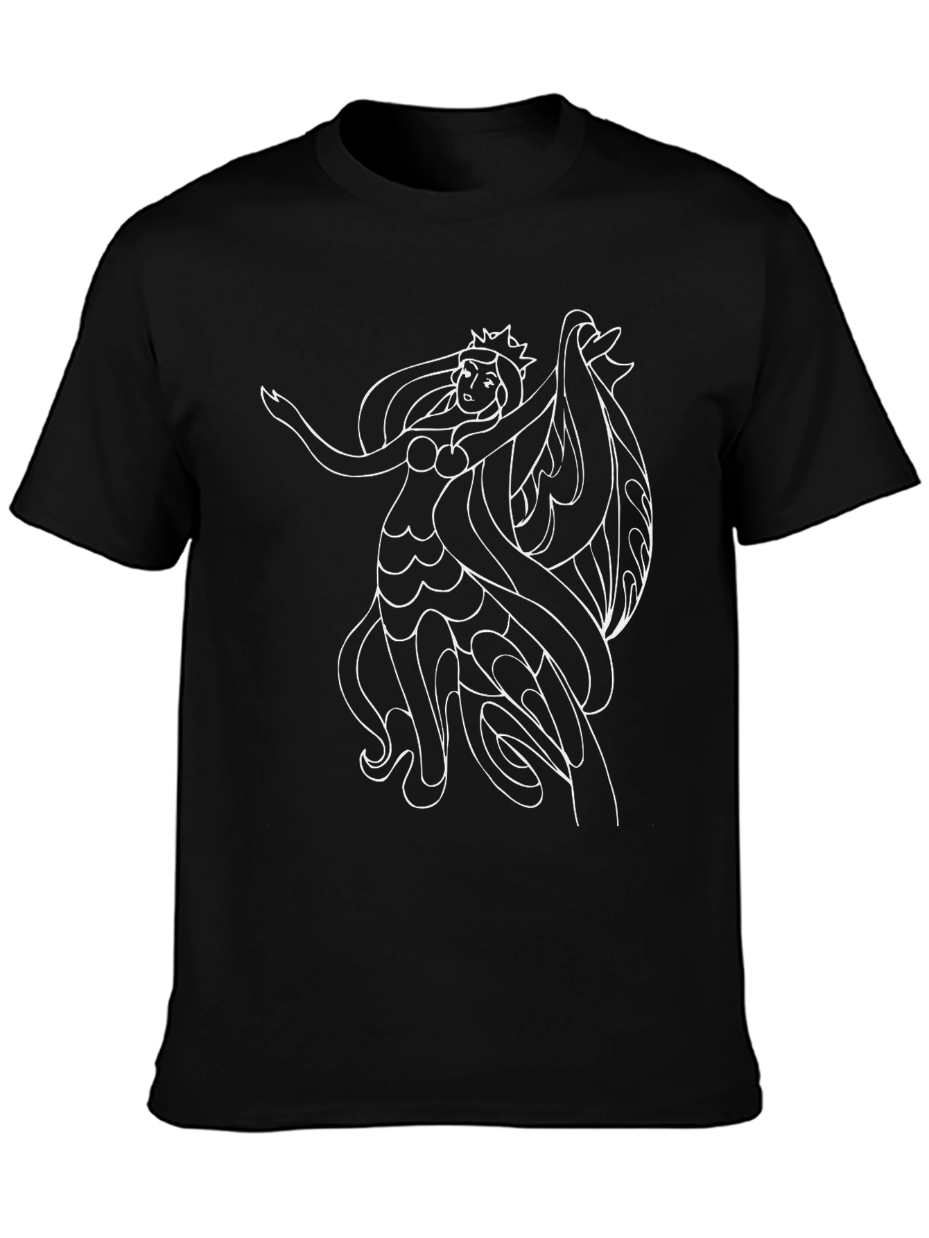 Black T-Shirt with Mermaid Graphic