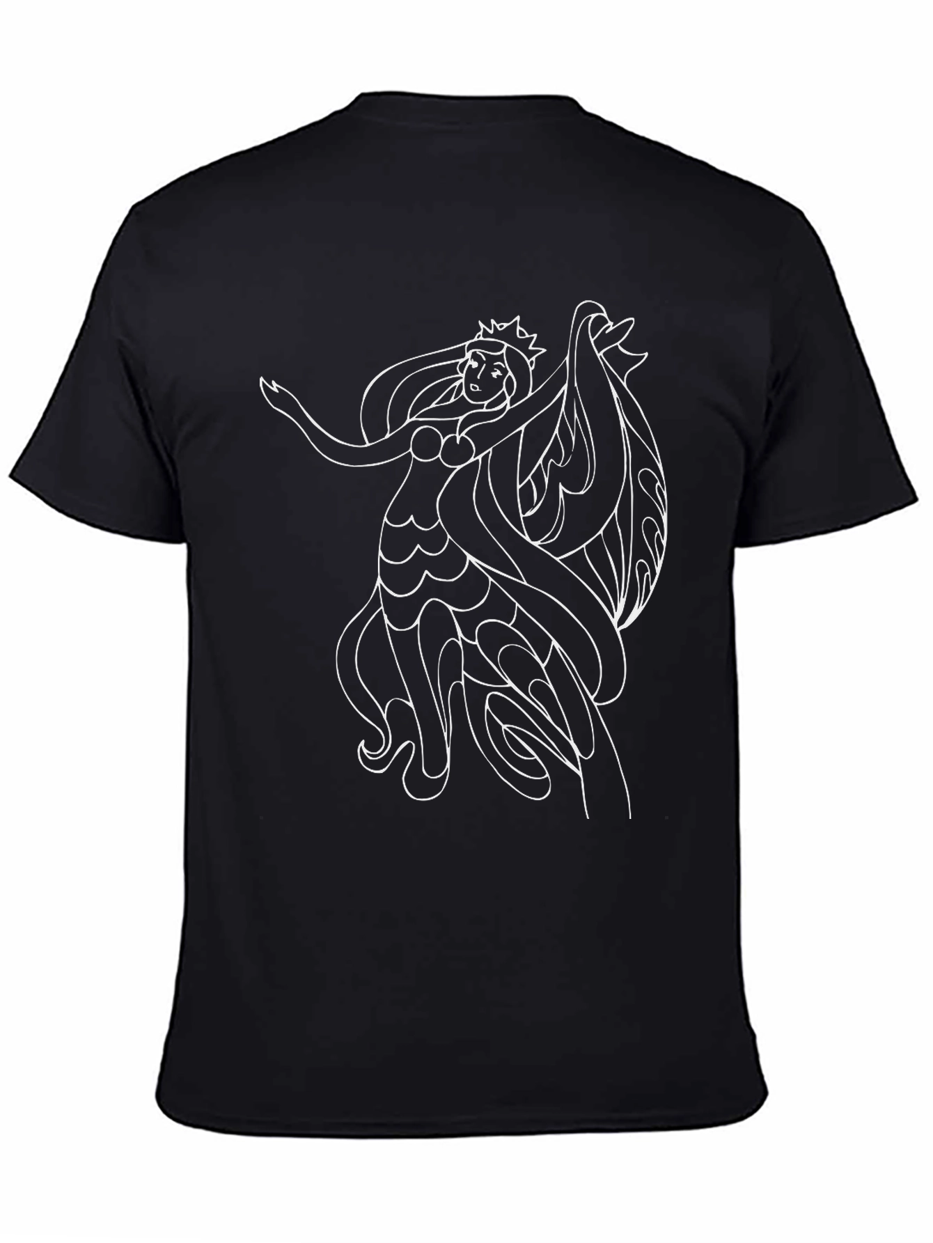Black T-Shirt with Mermaid Graphic