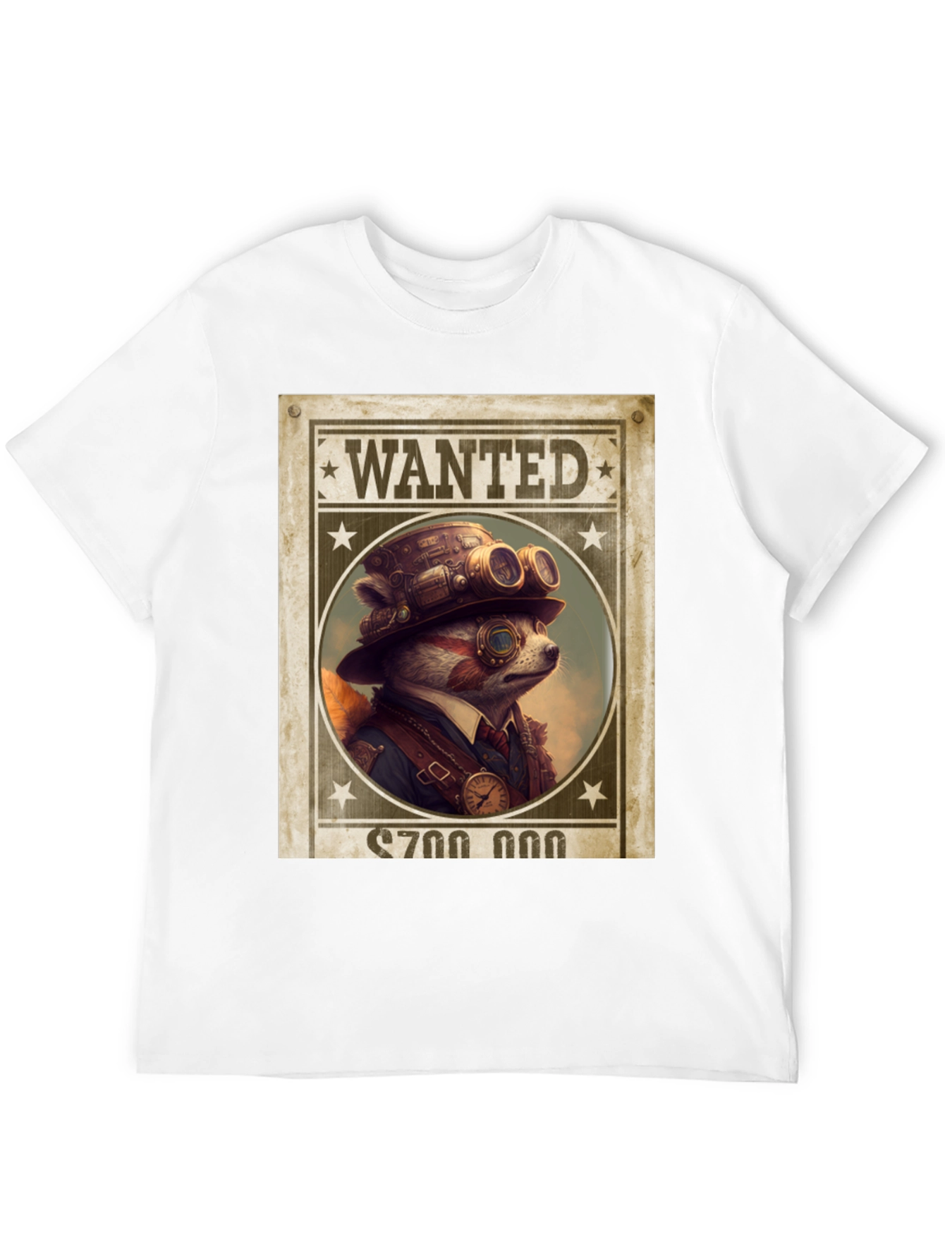 Steampunk Raccoon Wanted T-Shirt