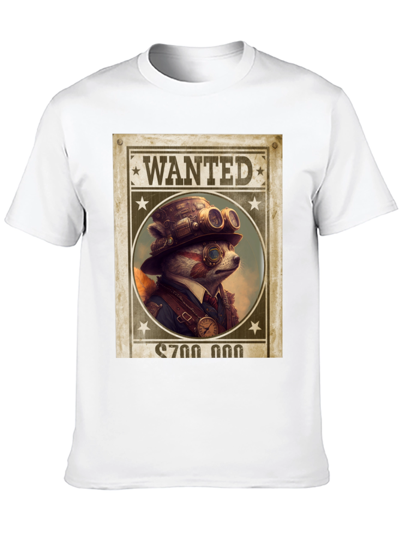 Steampunk Raccoon Wanted T-Shirt