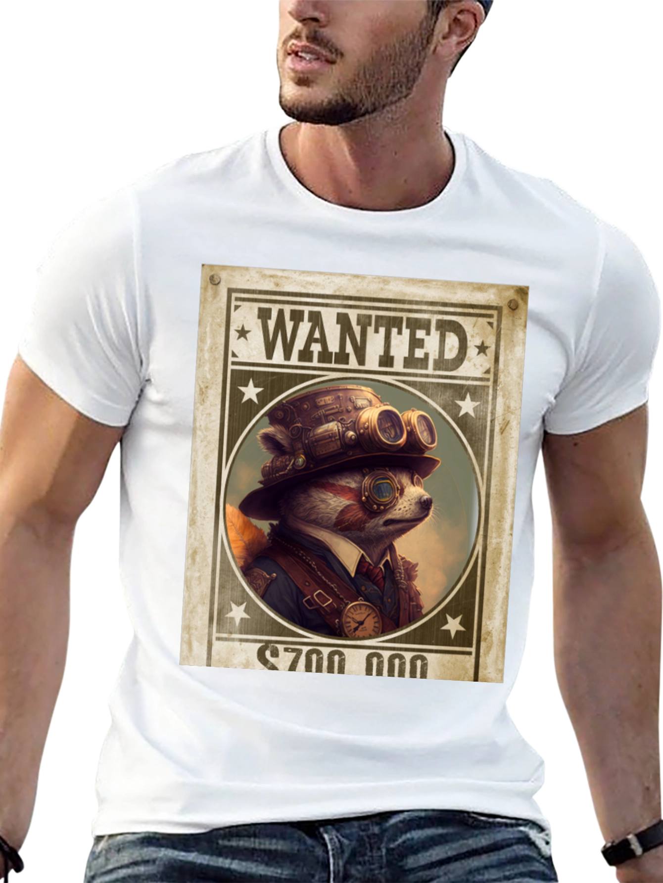 Steampunk Raccoon Wanted T-Shirt