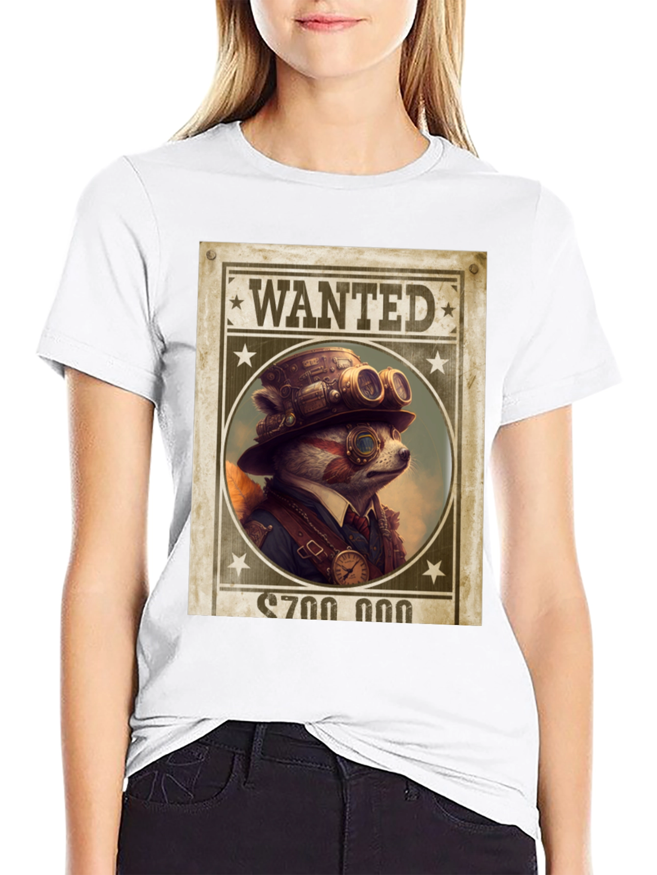 Steampunk Raccoon Wanted T-Shirt