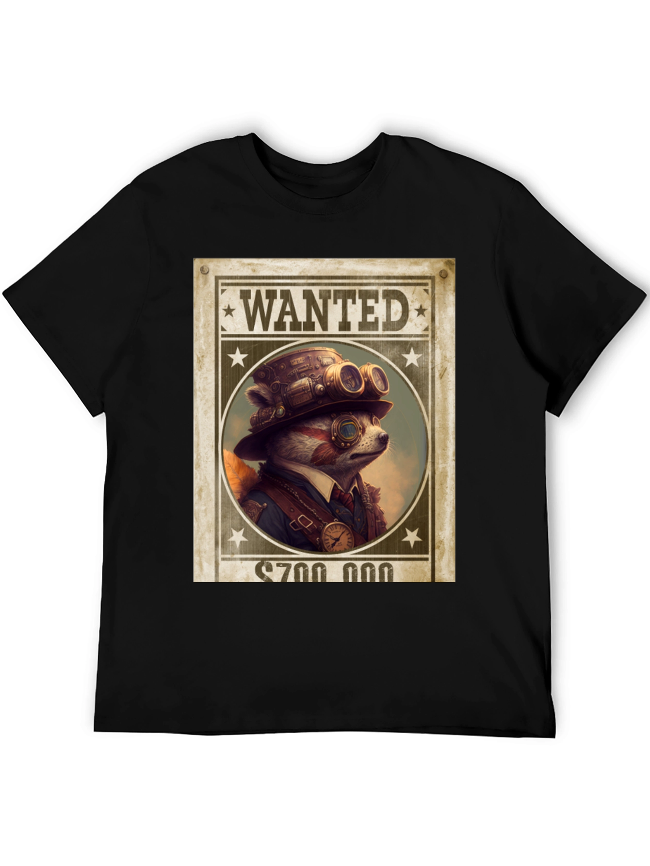 Steampunk Raccoon Wanted T-Shirt