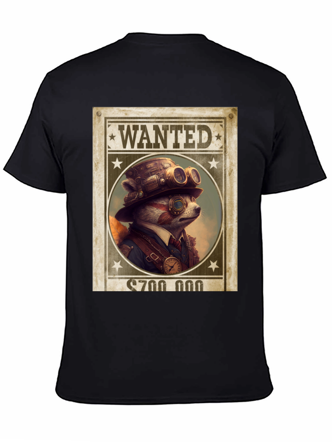 Steampunk Raccoon Wanted T-Shirt