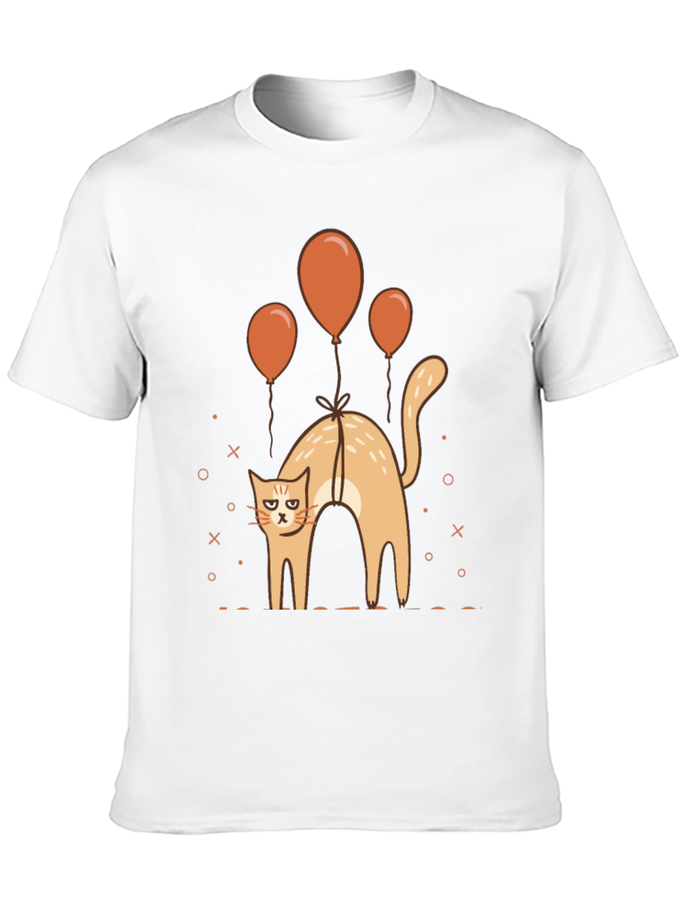 Funny Cat & Balloons Graphic Black T-Shirt