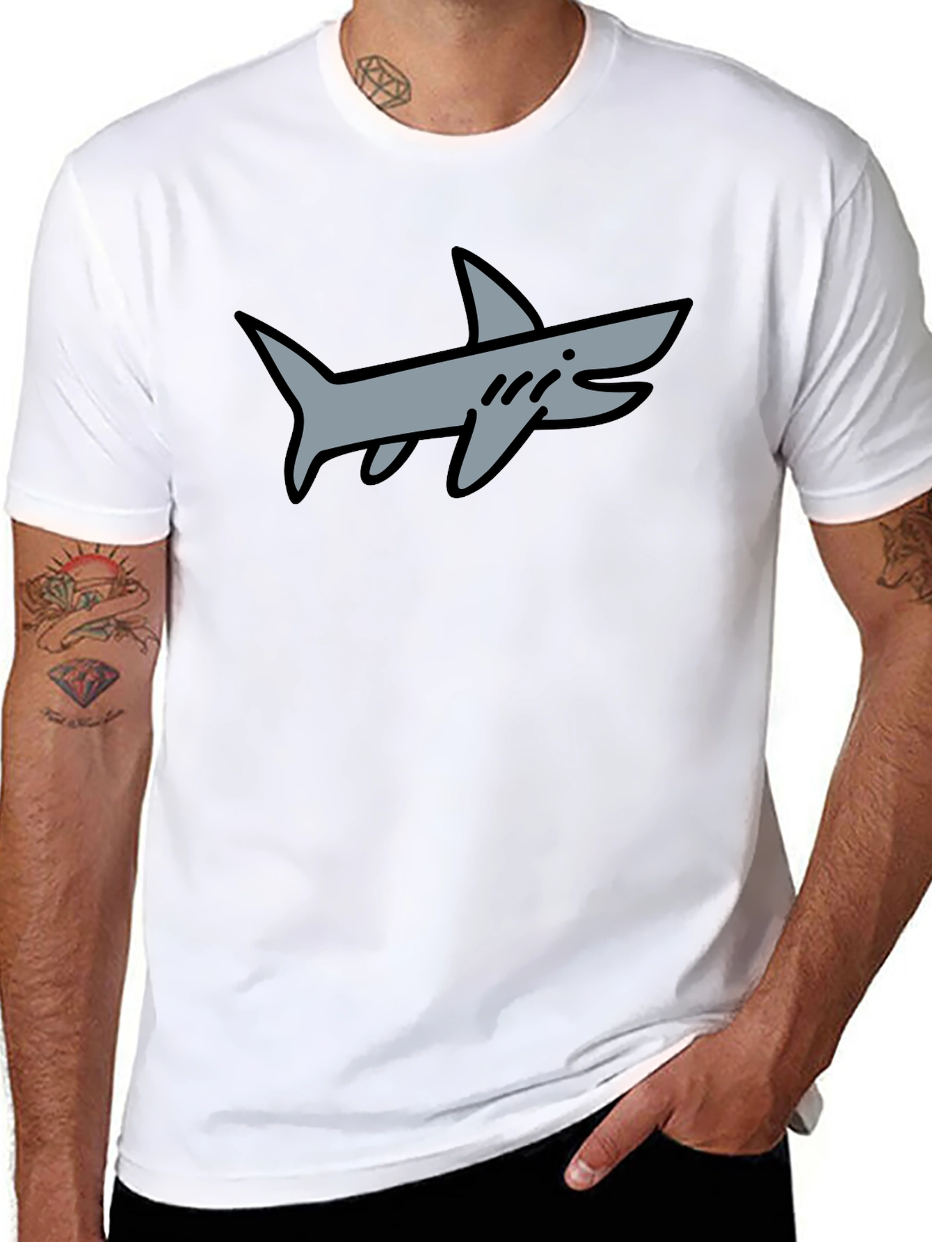 Shark Graphic Tee - Black Cotton Blend