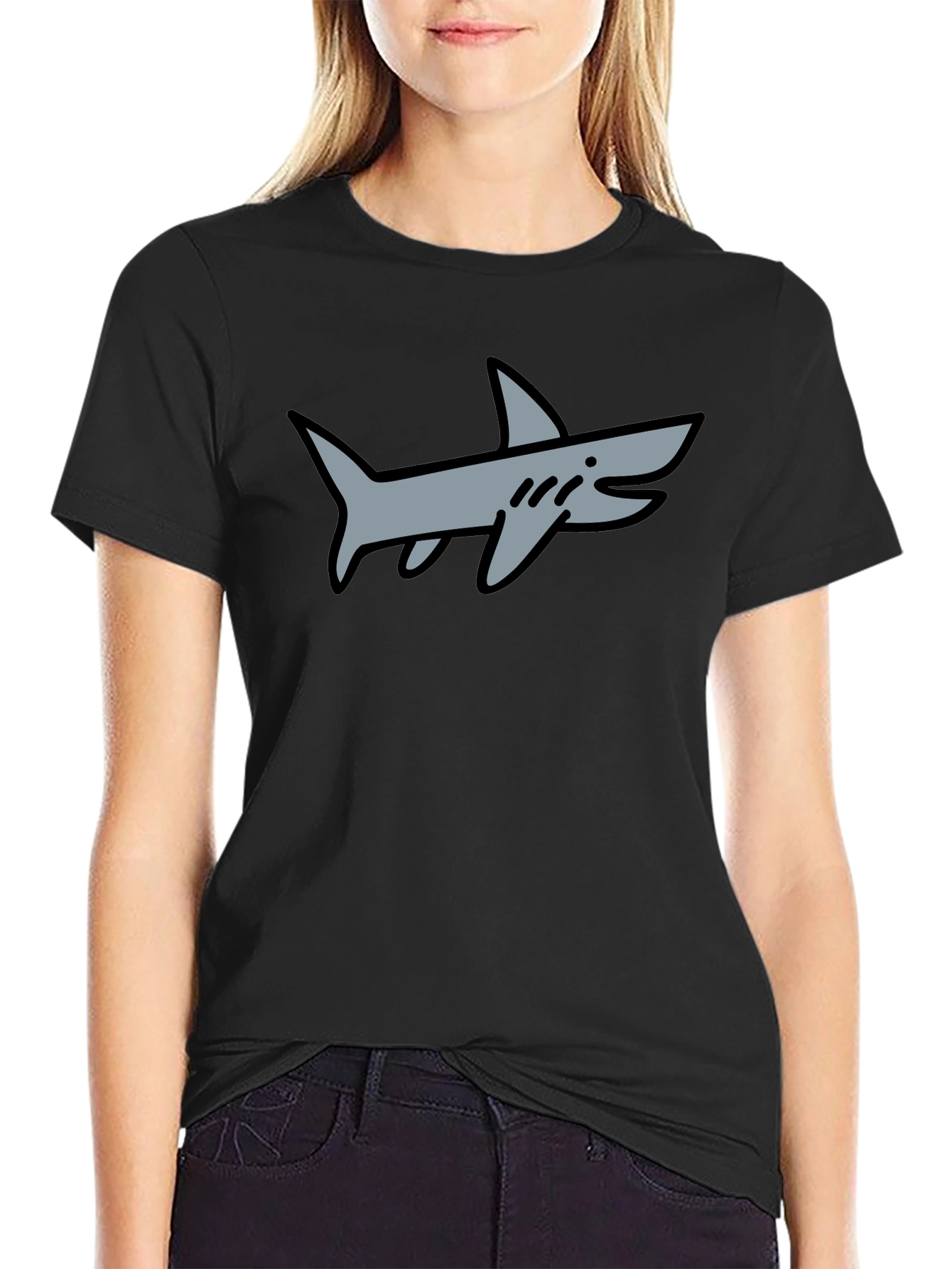 Shark Graphic Tee - Black Cotton Blend