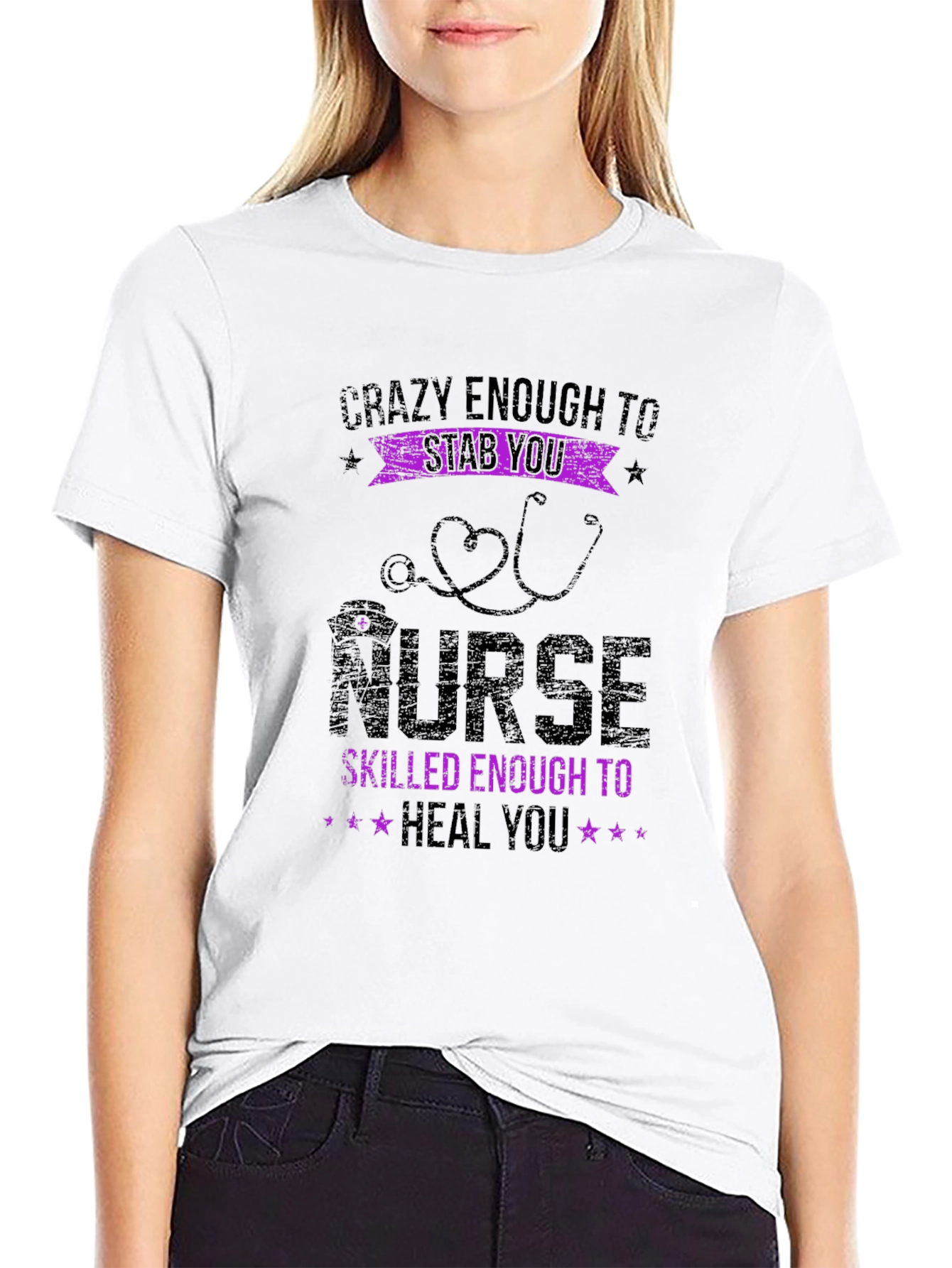 Crazy Enough Nurse Graphic T-Shirt