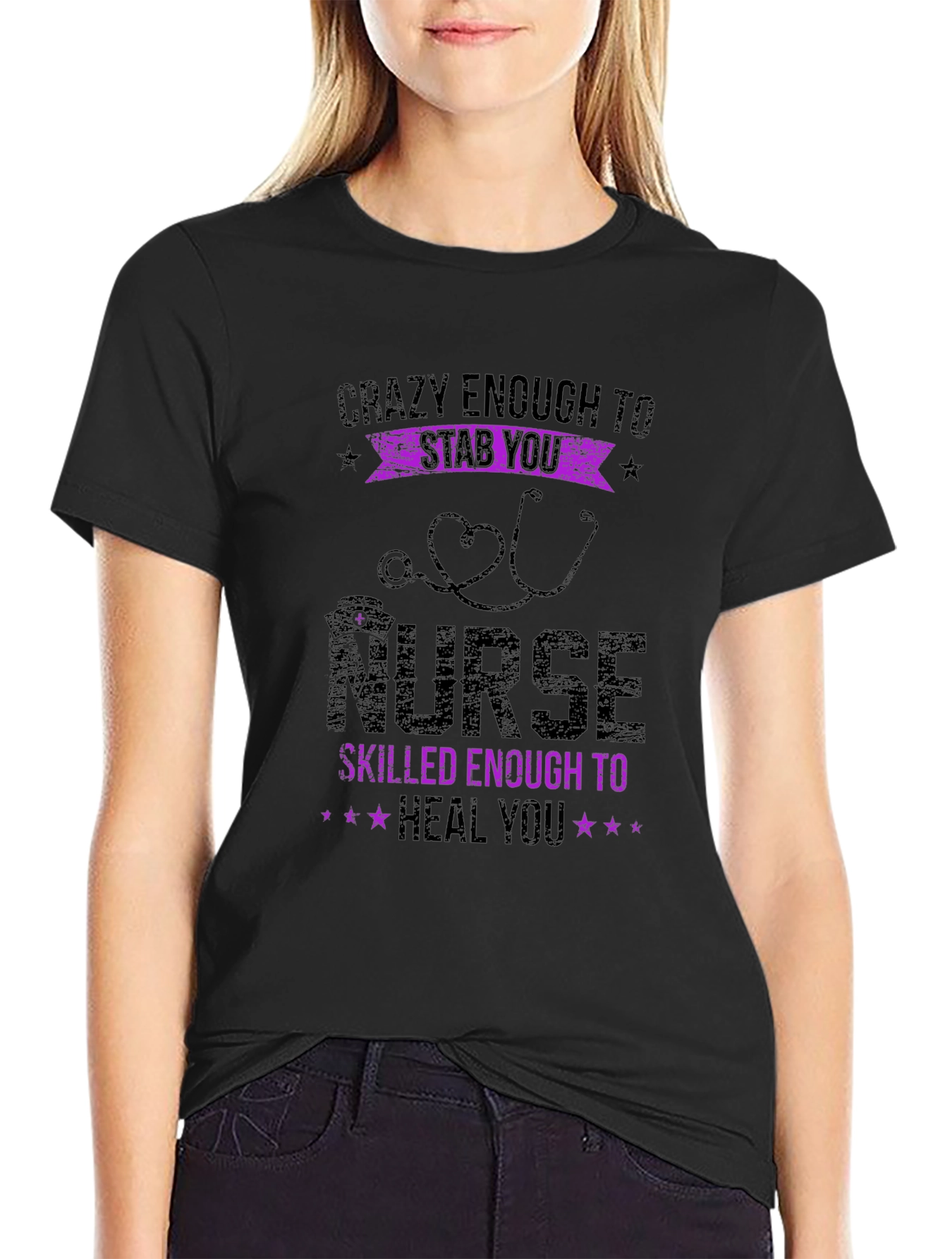 Crazy Enough Nurse Graphic T-Shirt