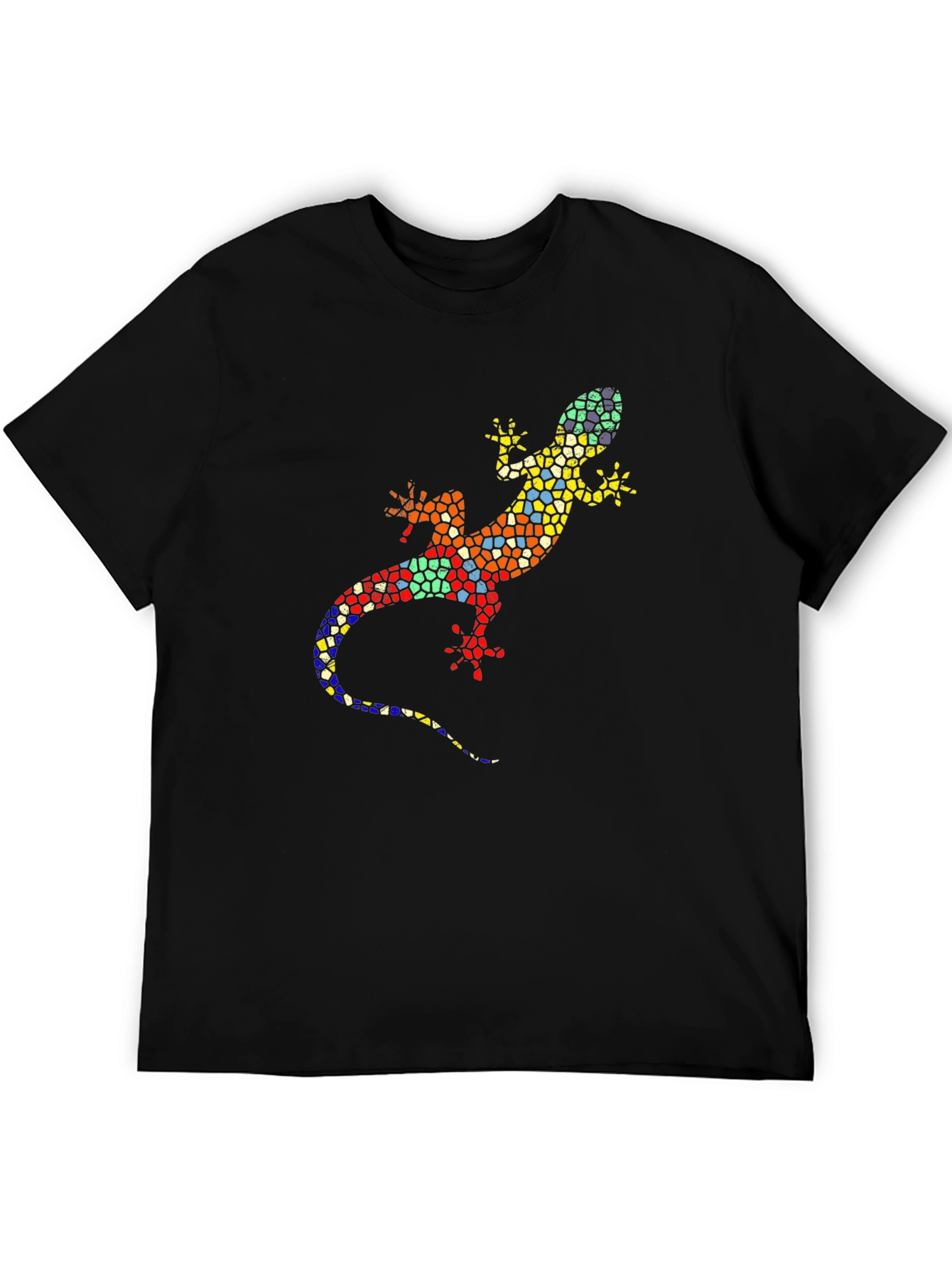 Mosaic Lizard Graphic Tee - Stylish Black T-Shirt