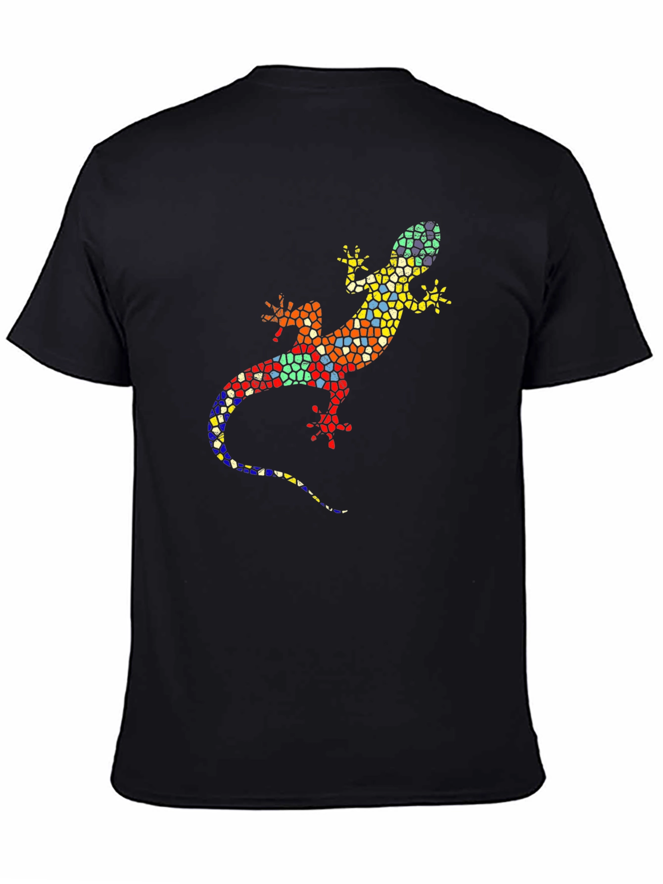 Mosaic Lizard Graphic Tee - Stylish Black T-Shirt