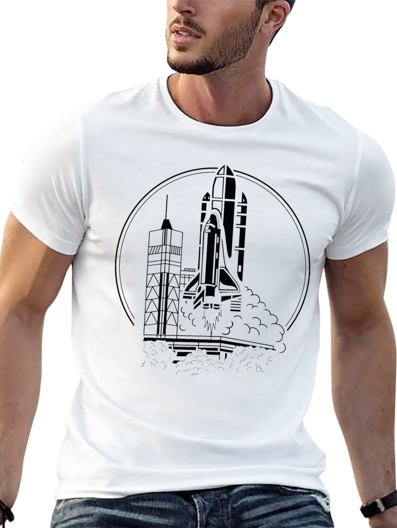 Rocket Launch Graphic Black T-Shirt
