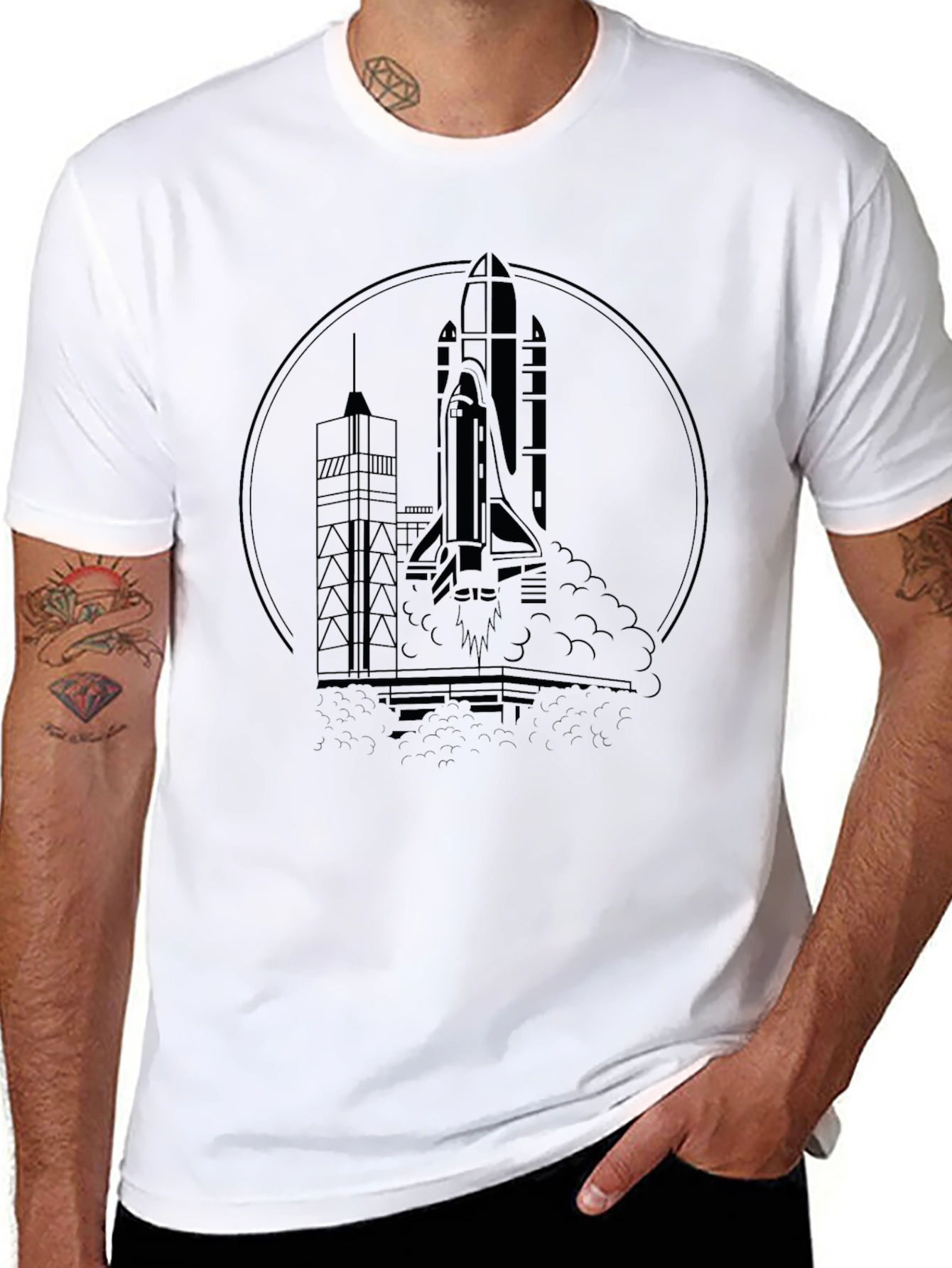 Rocket Launch Graphic Black T-Shirt