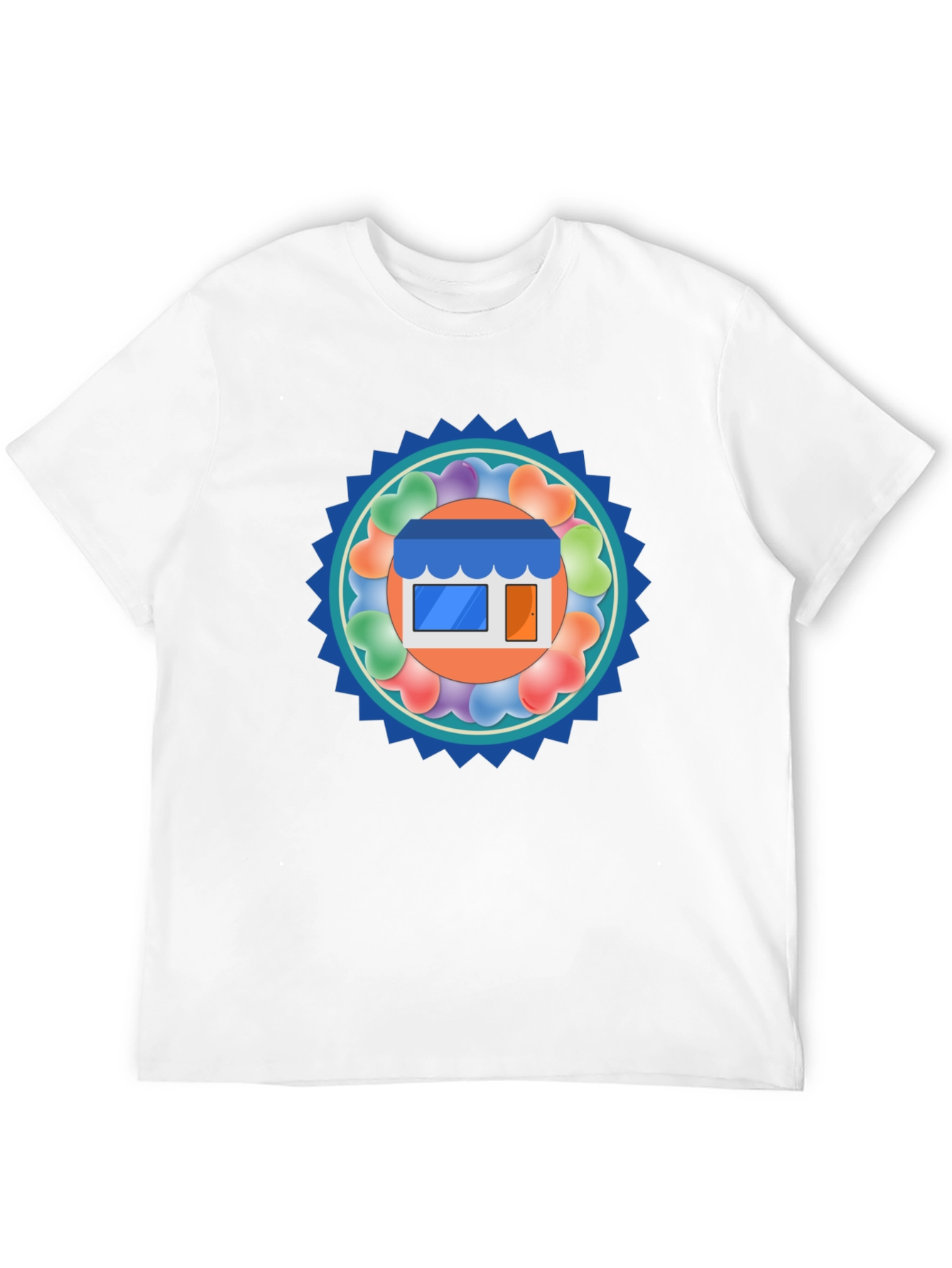 Trendy Black T-Shirt with Storefront Graphic