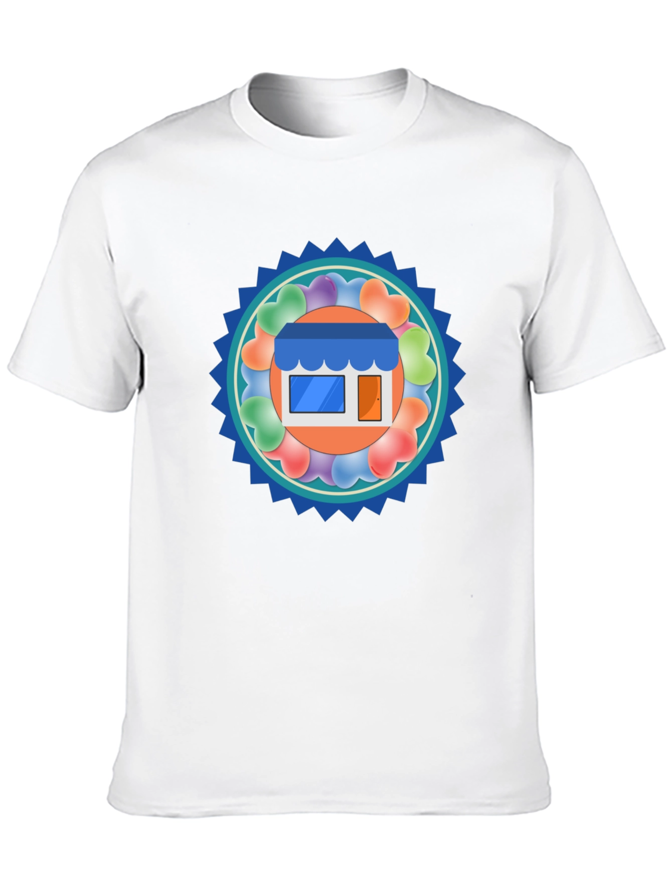 Trendy Black T-Shirt with Storefront Graphic