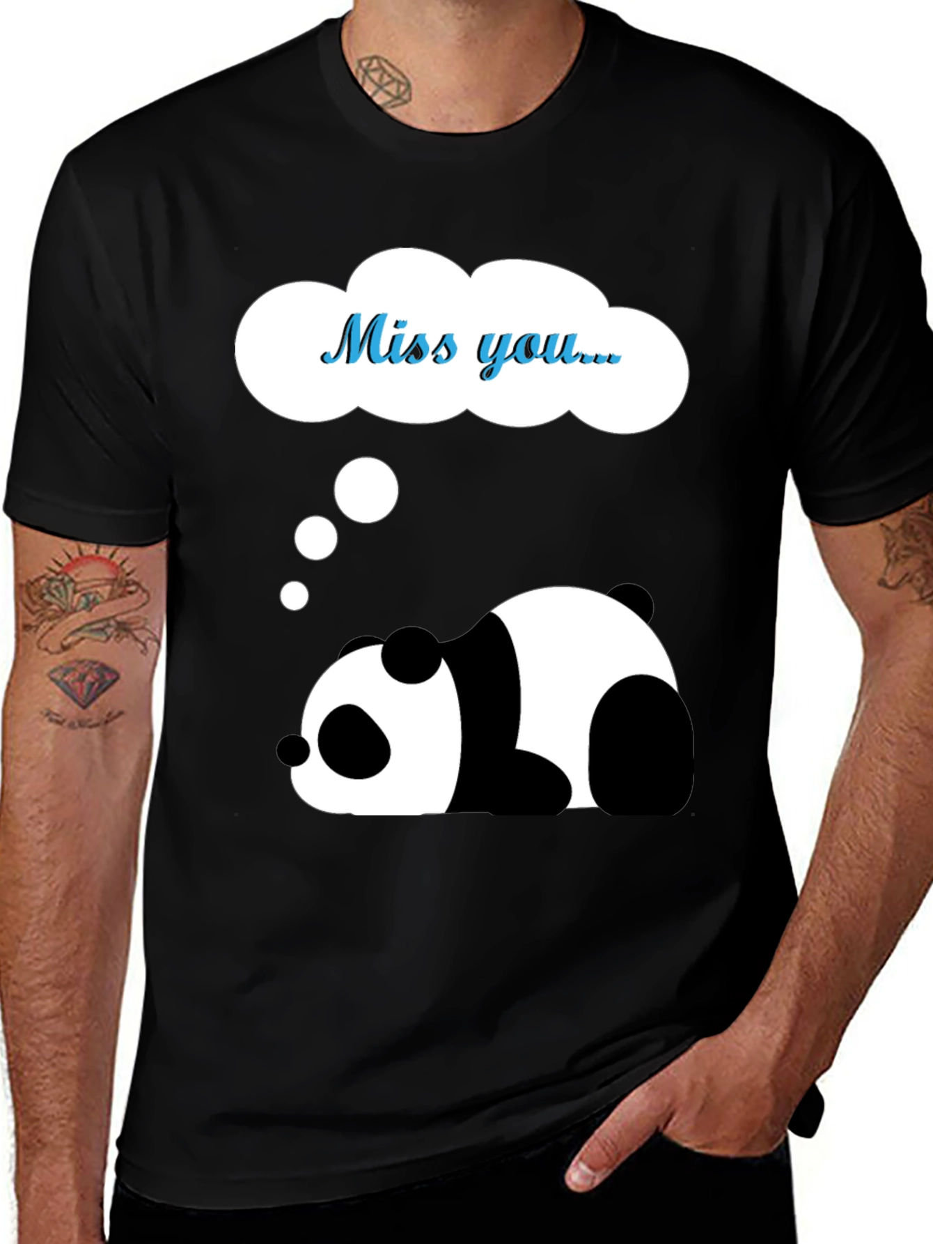 Miss You Panda Graphic Tee - Black