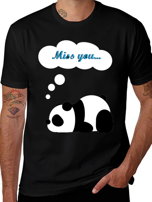 Miss You Panda Graphic Tee - Black