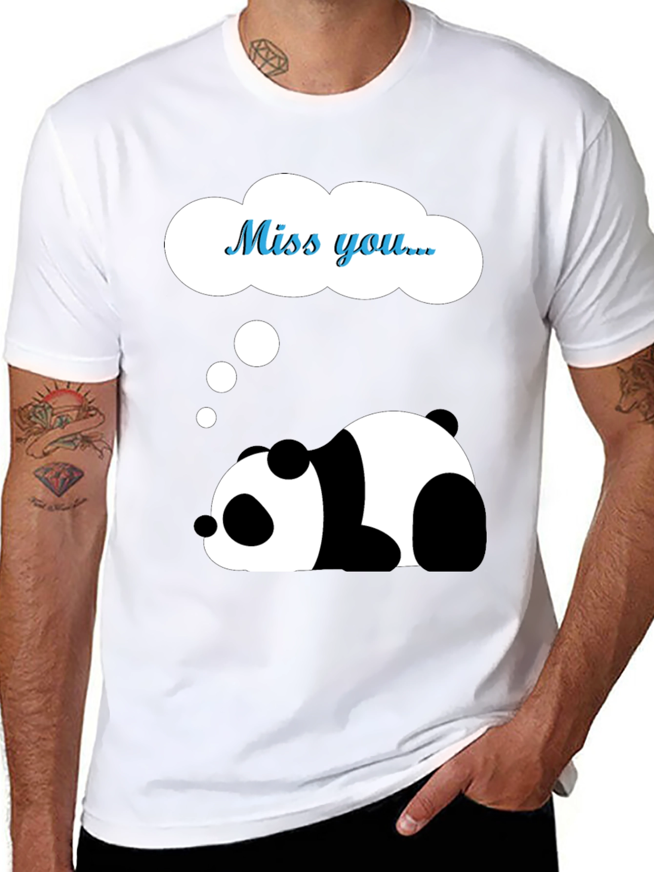 Miss You Panda Graphic Tee - Black