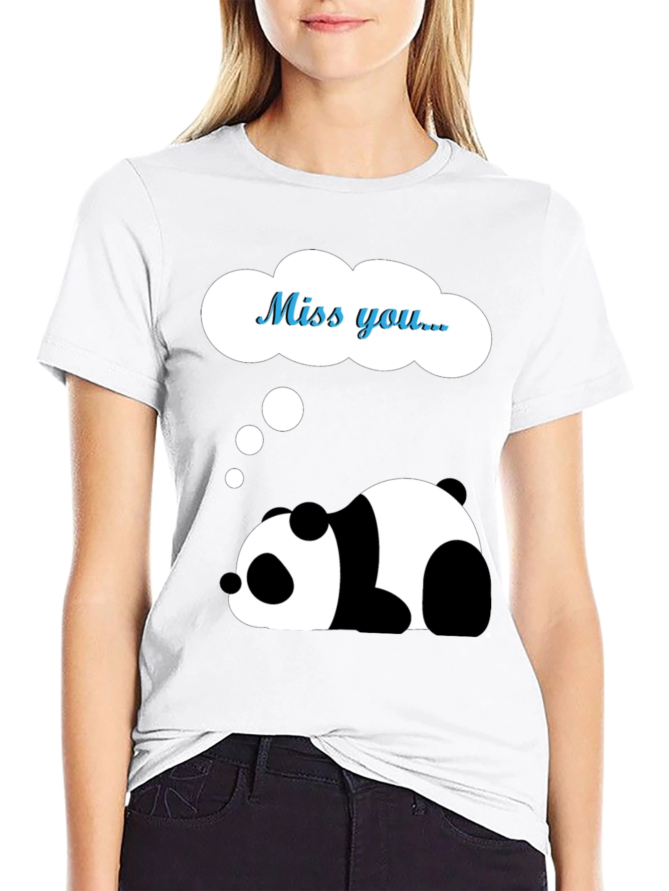 Miss You Panda Graphic Tee - Black