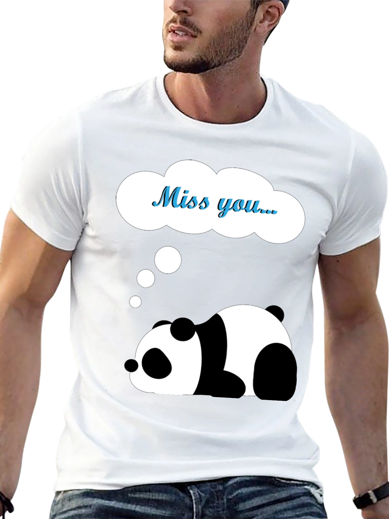 Miss You Panda Graphic Tee - Black