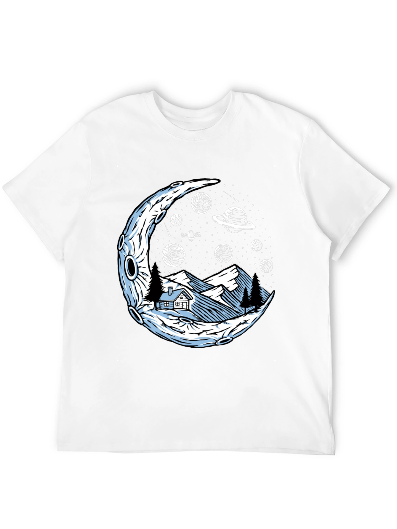 Cosmic Moonscape Tee - Black Graphic T-Shirt