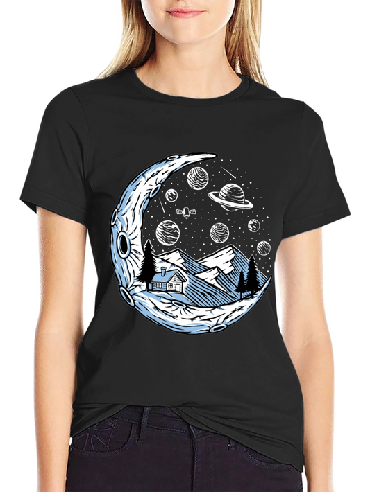 Cosmic Moonscape Tee - Black Graphic T-Shirt