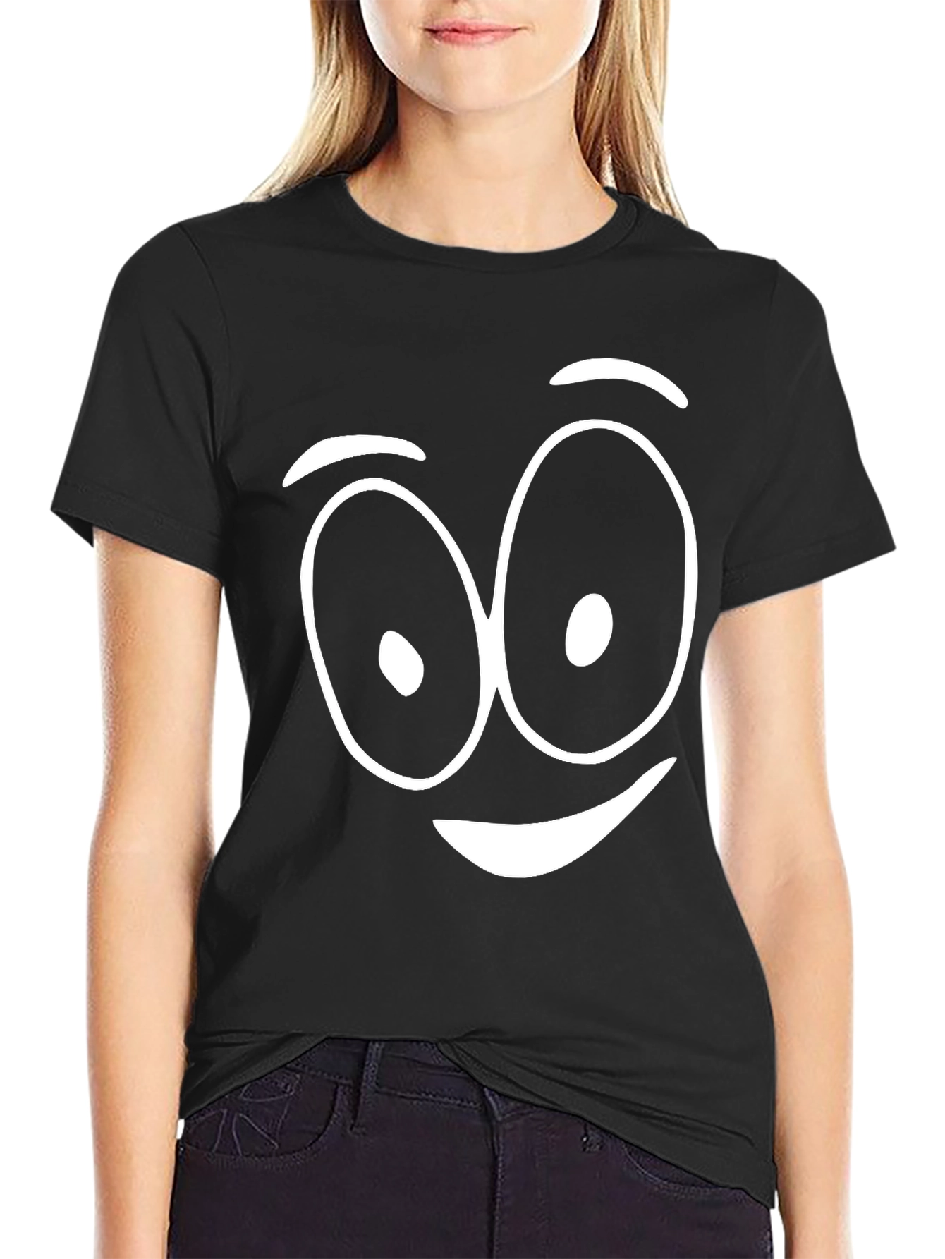 Funny Face Graphic Black T-Shirt