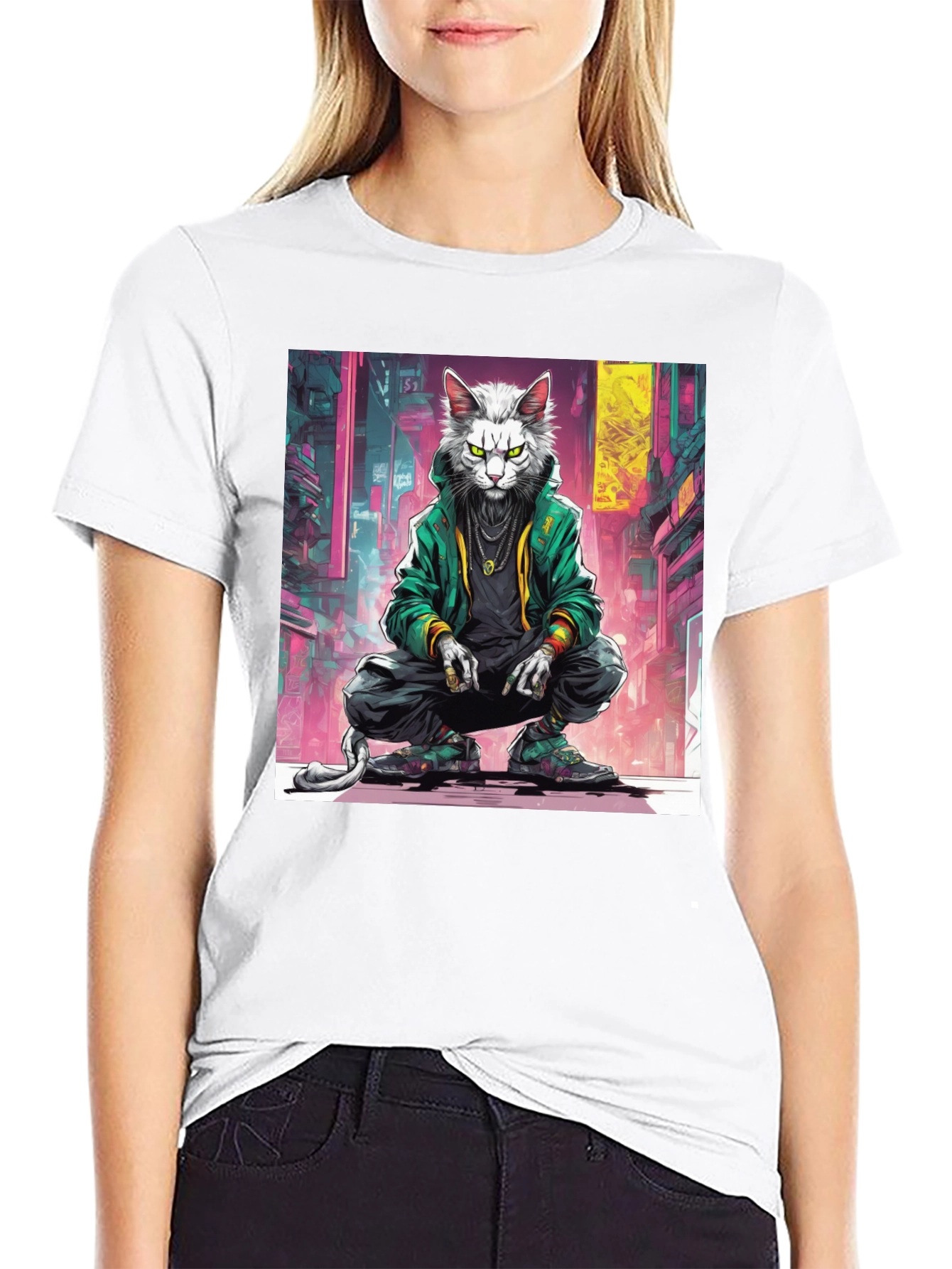 Urban Cat Graphic Tee - Cool Streetwear Style