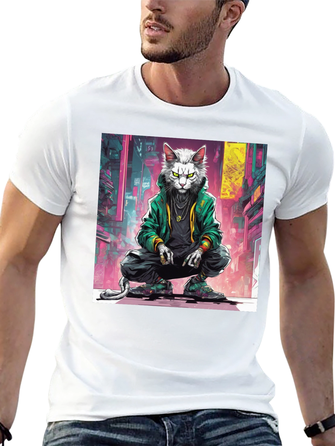 Urban Cat Graphic Tee - Cool Streetwear Style